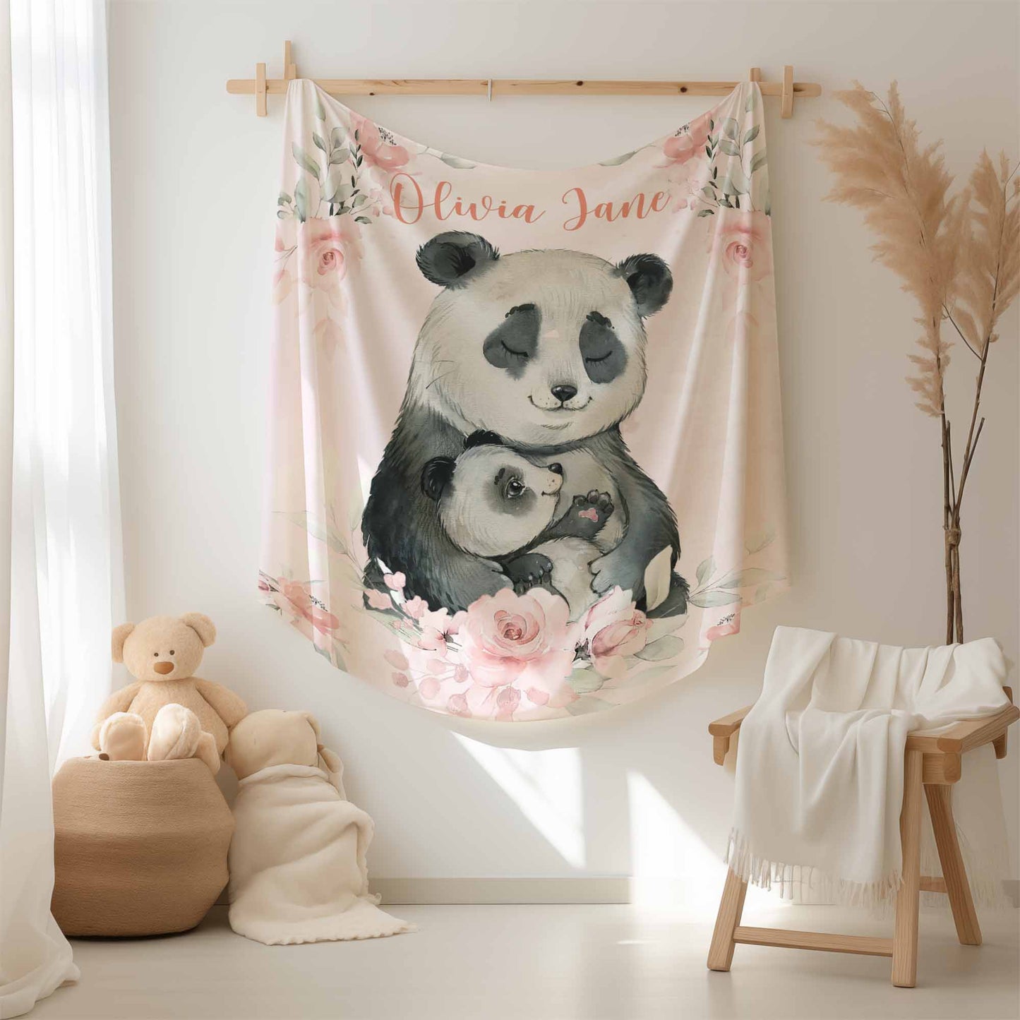 Mom And Baby Panda Blanket