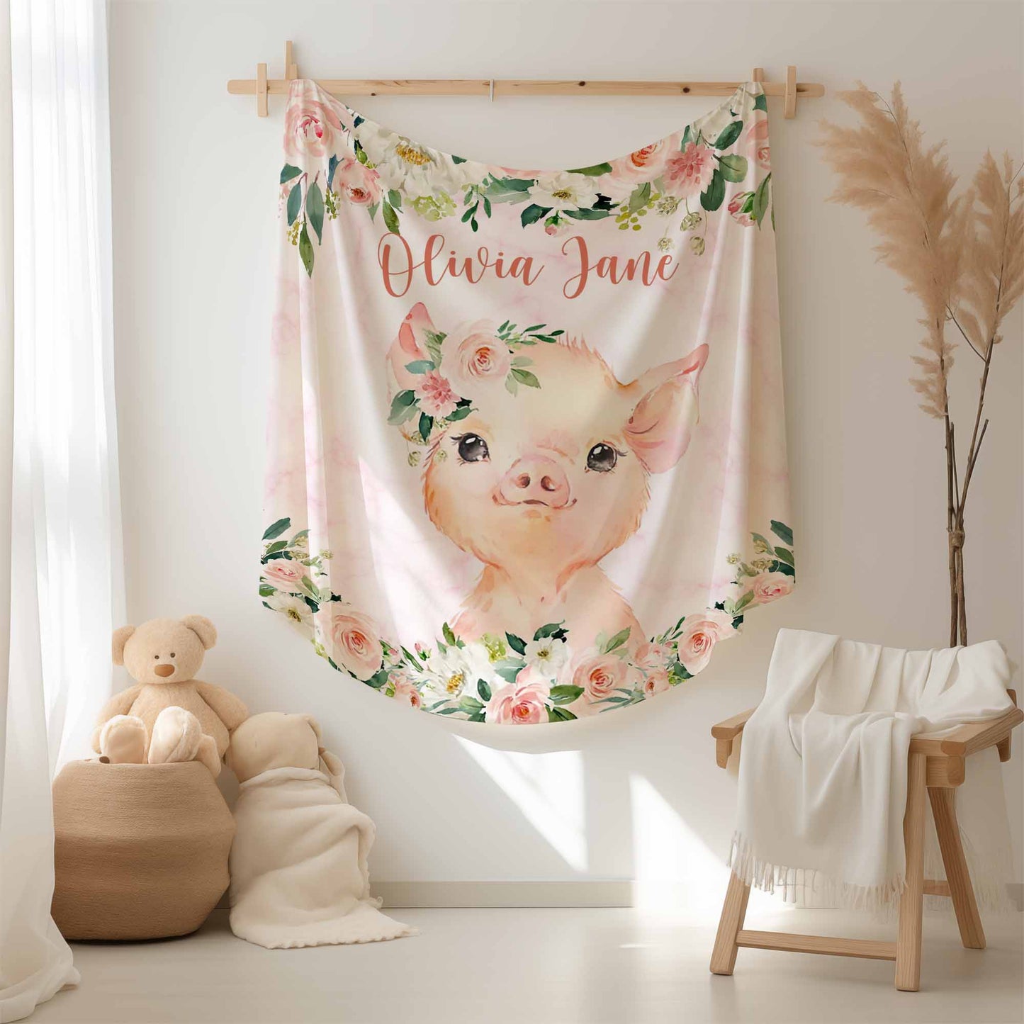 Pig Rose Floral Blanket