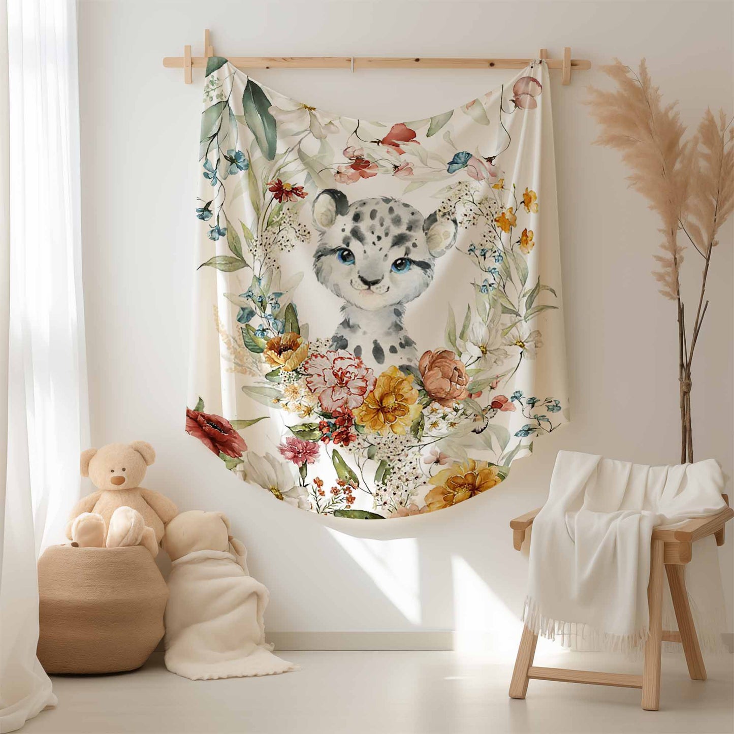Floral Leopard Blanket