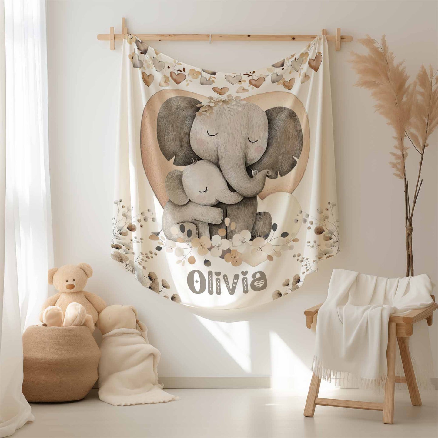 Mom And Baby Elephant Blanket