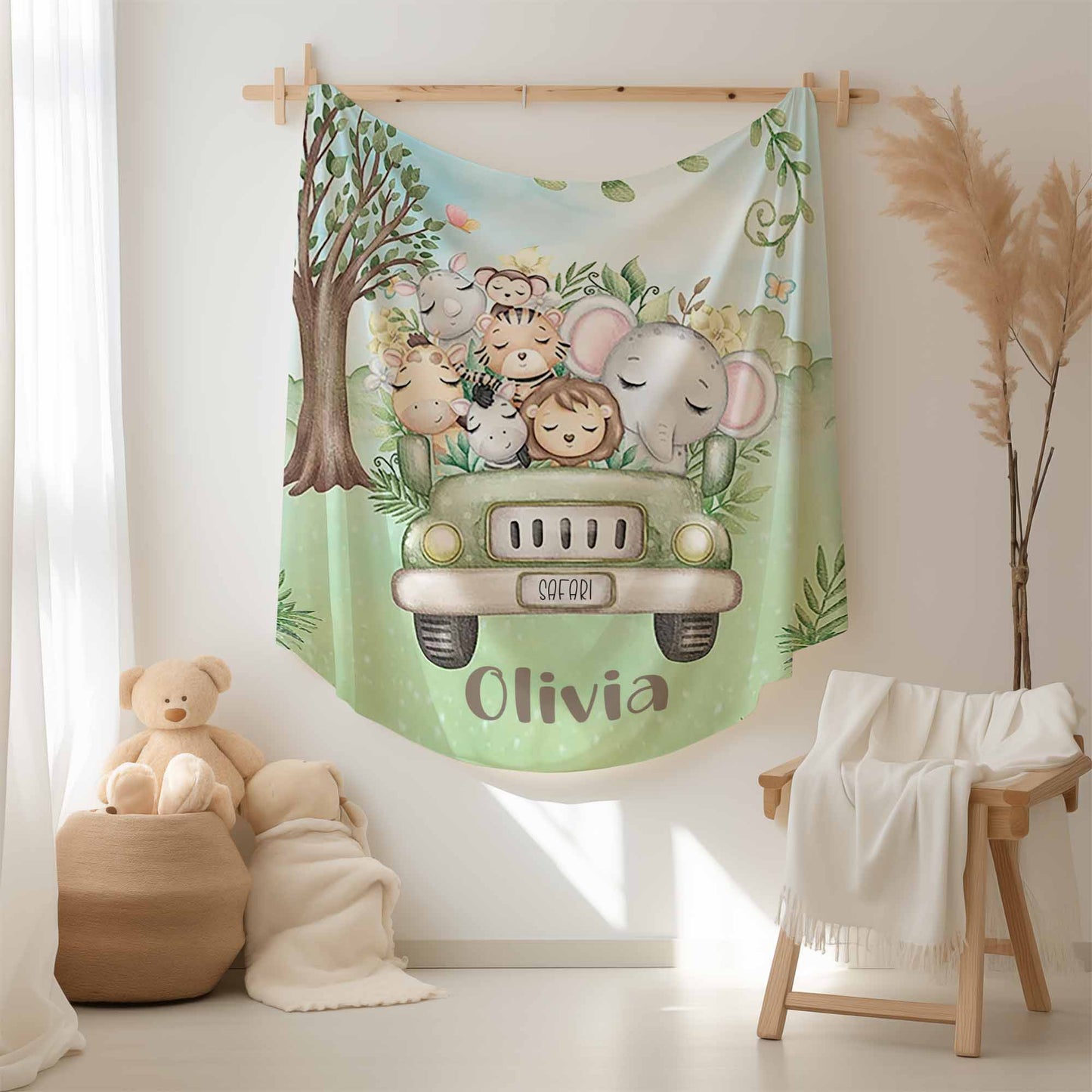Safari Animals In Car Blanket