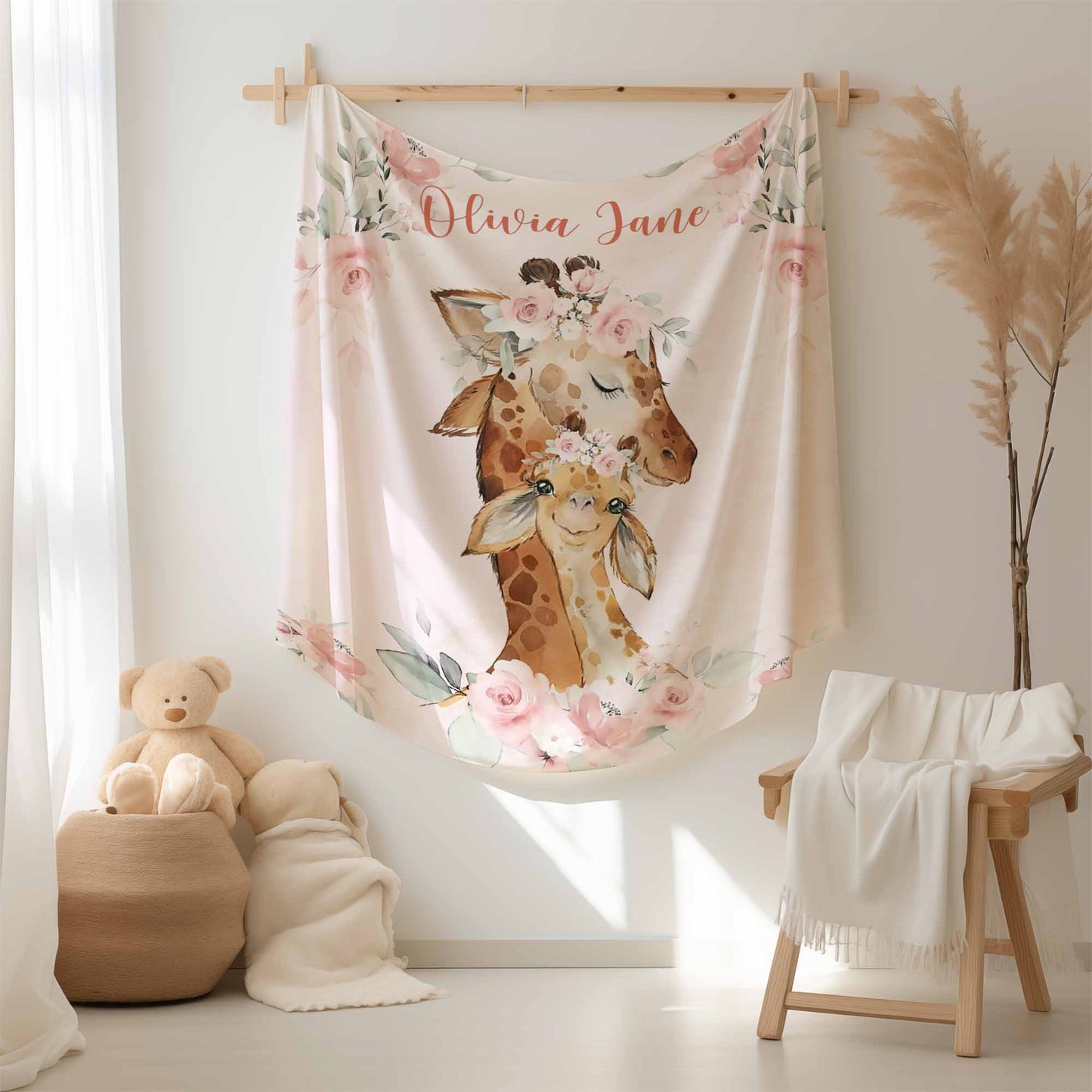Mom And Baby Giraffe Blanket