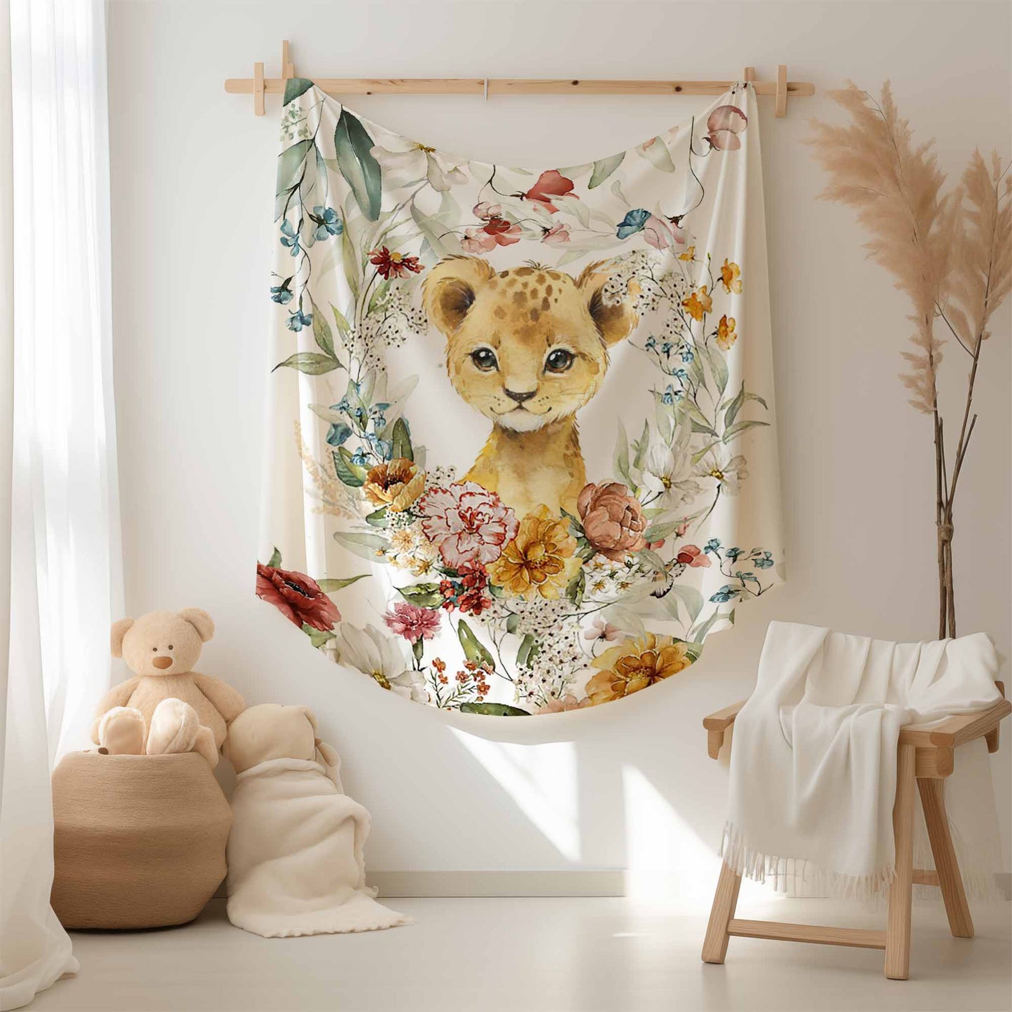 Floral Lion Blanket