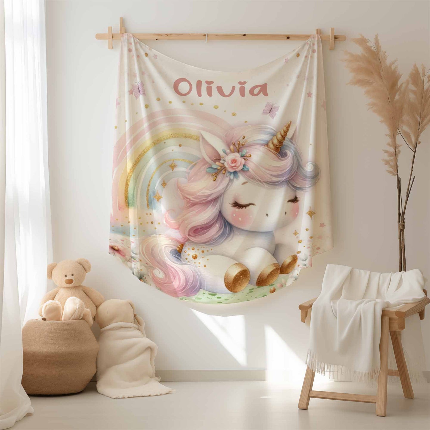 Floral Unicorn Blanket