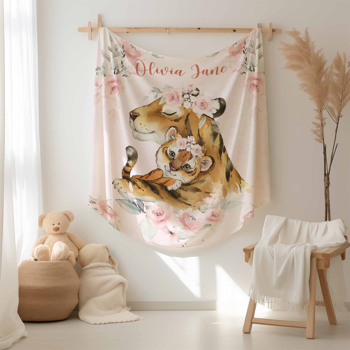 Mom And Baby Tiger Blanket
