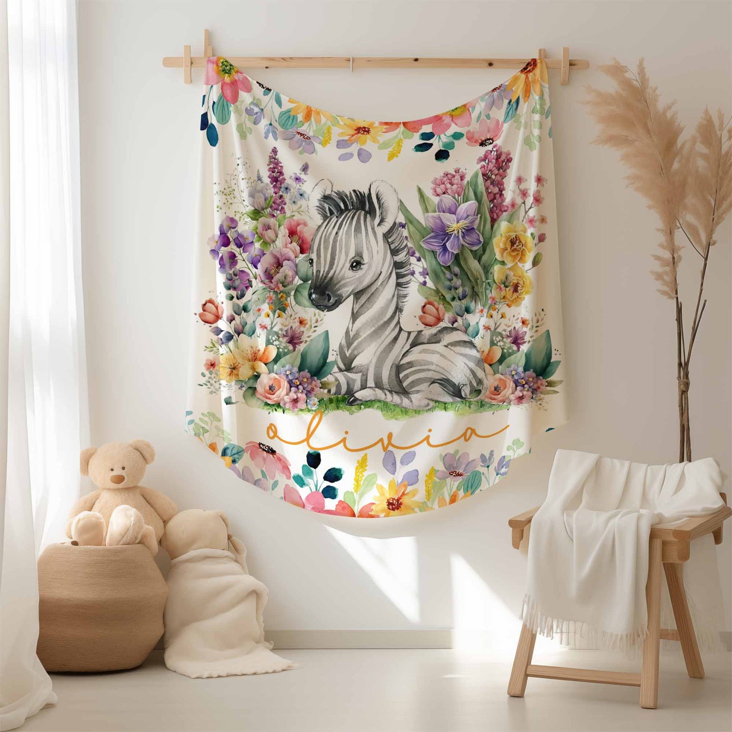 Floral Zebra Blanket