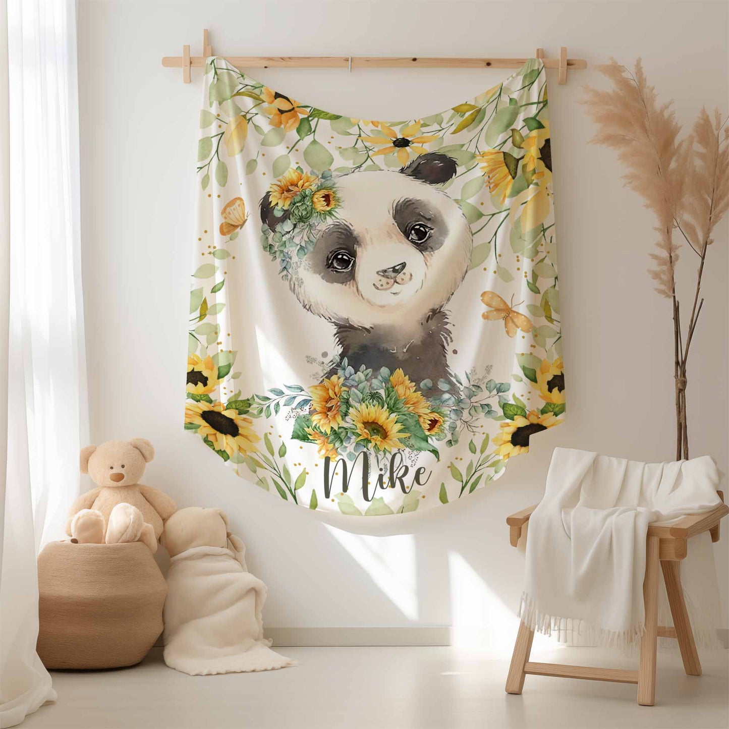Panda Sunflower Blanket
