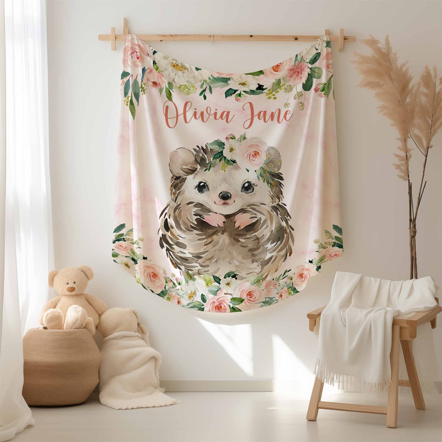 Hedgehog Rose Floral Blanket