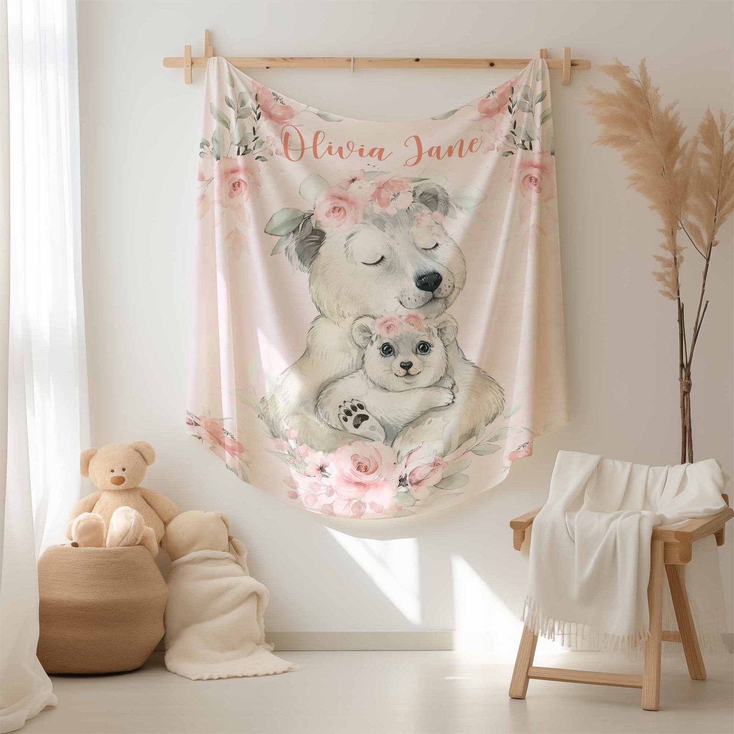 Mom And Baby Polar Bear Blanket