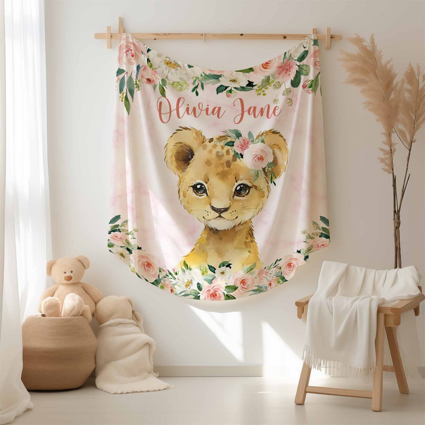 Lion Rose Floral Blanket