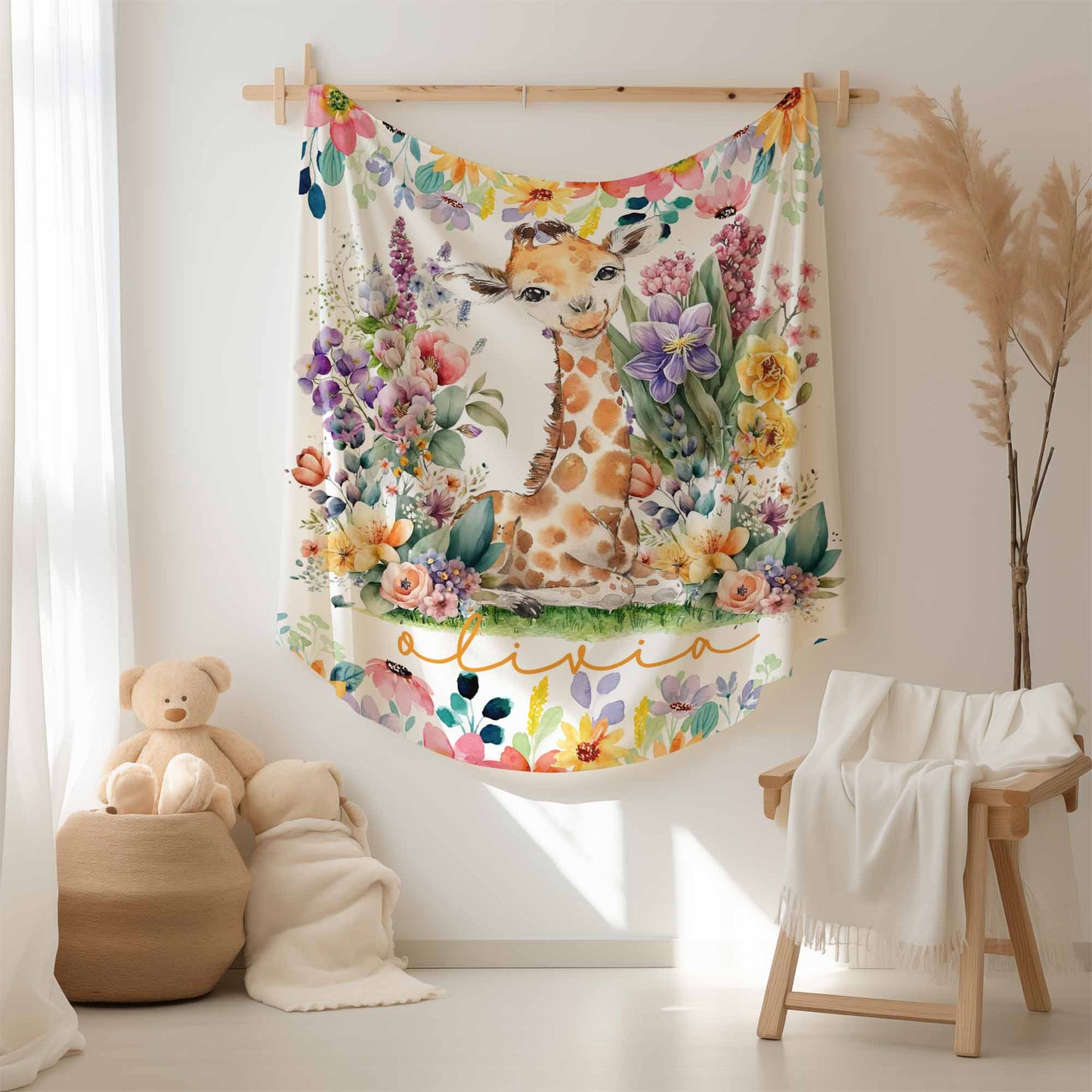 Floral Giraffe Blanket
