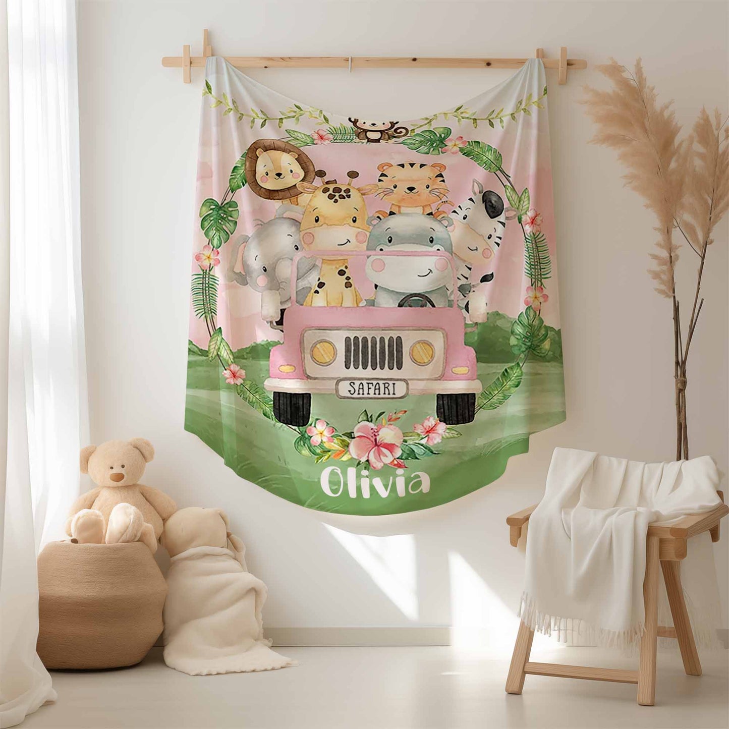Safari Animals In Car Blanket