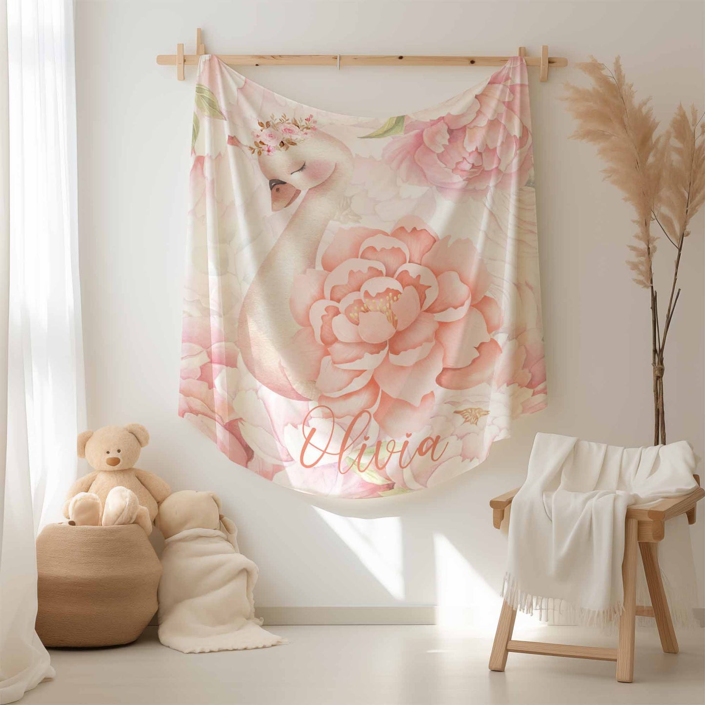 Floral Swan Blanket