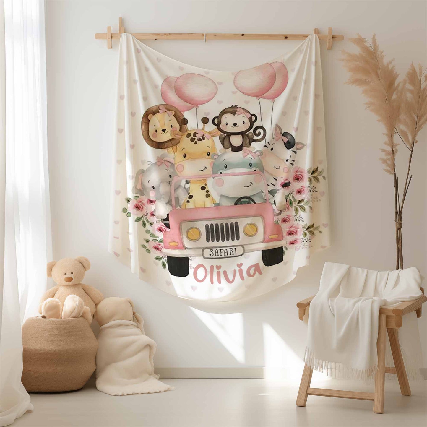 Safari Animals In Car Blanket