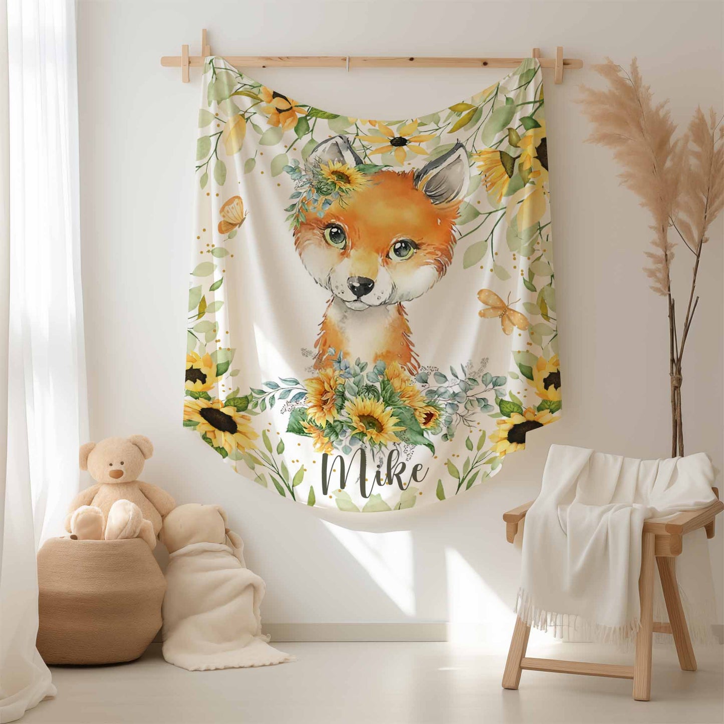 Fox Sunflower Blanket