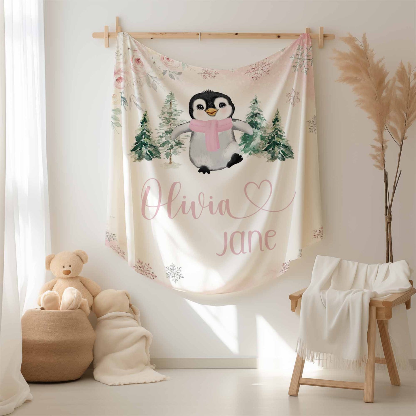 Baby Penguin Nursery Blanket