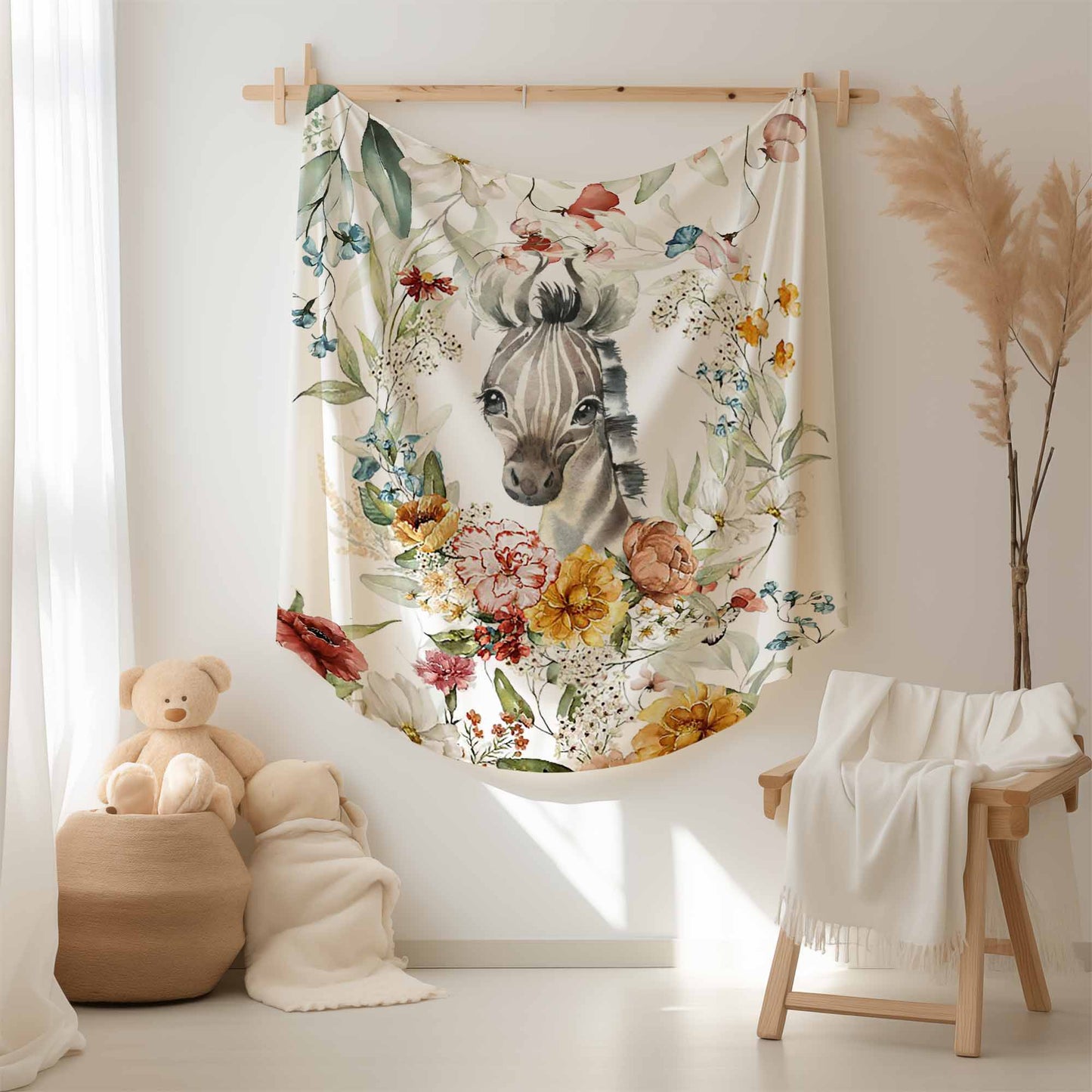 Floral Zebra Blanket