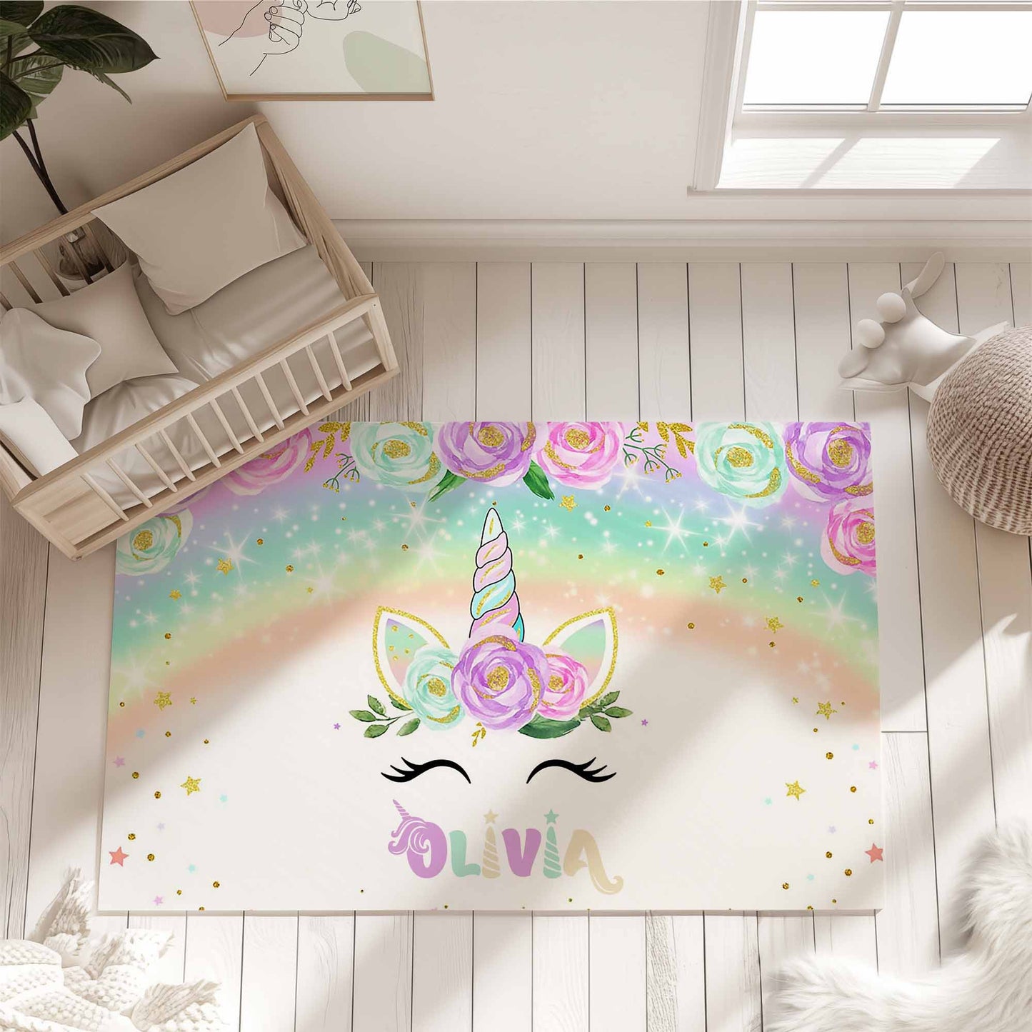 Rainbow Unicorn Nursery Rug