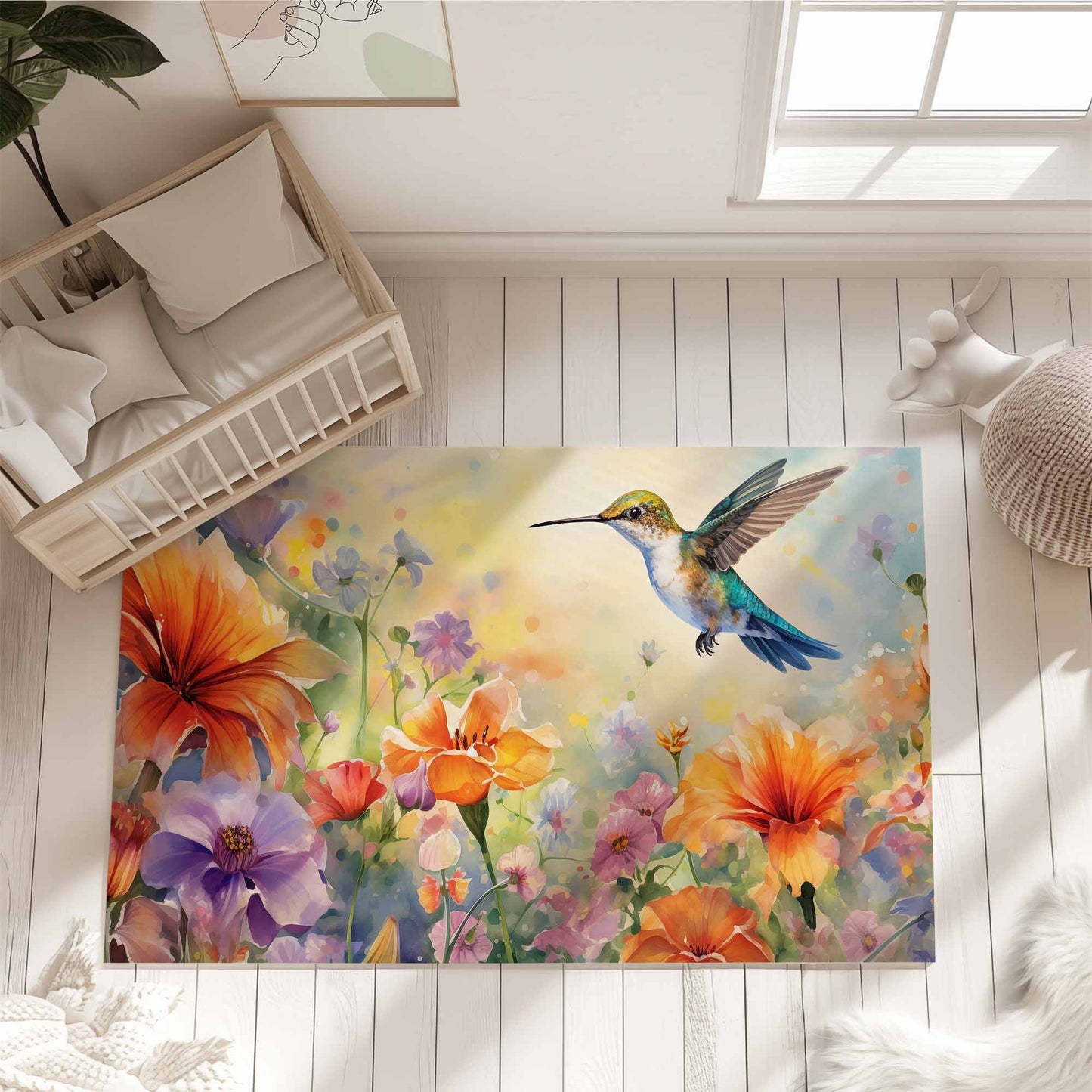 Hummingbird Floral Rug