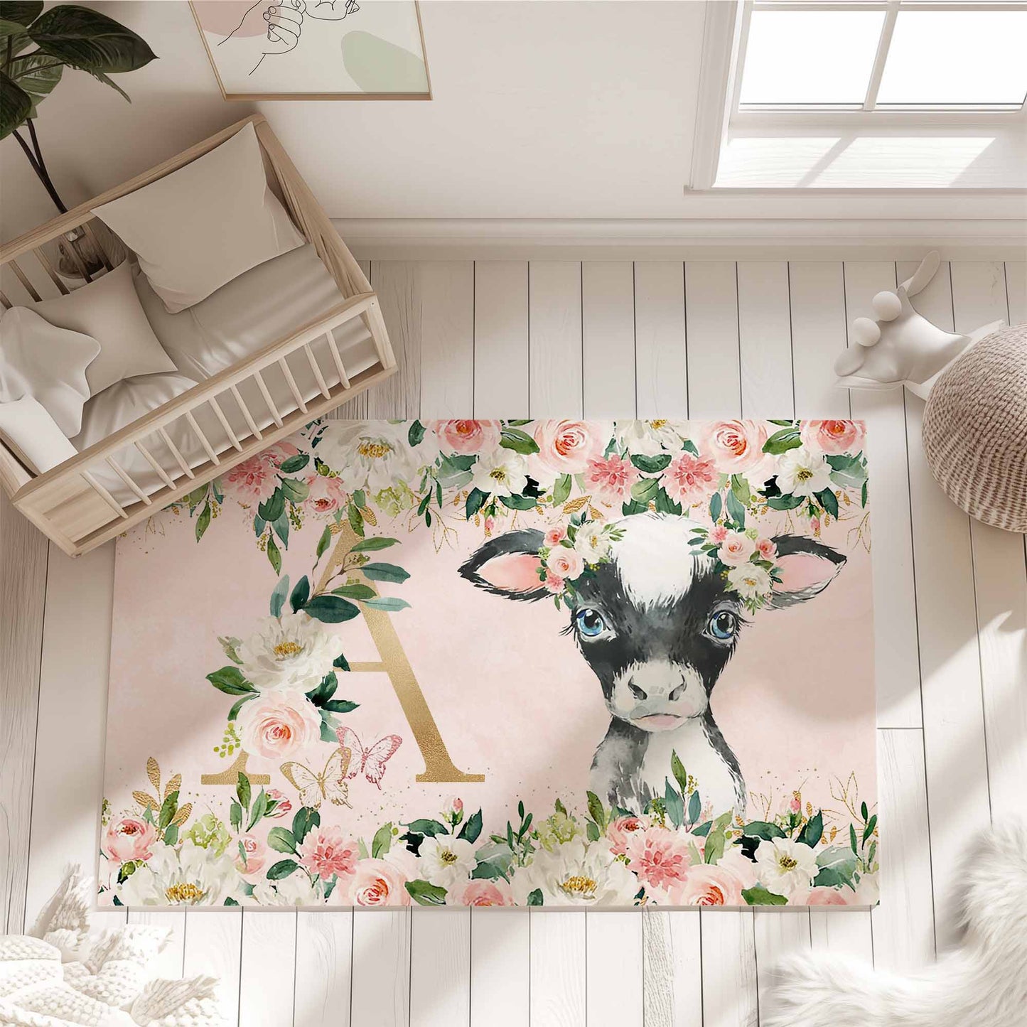 Cow Rose Floral Rug