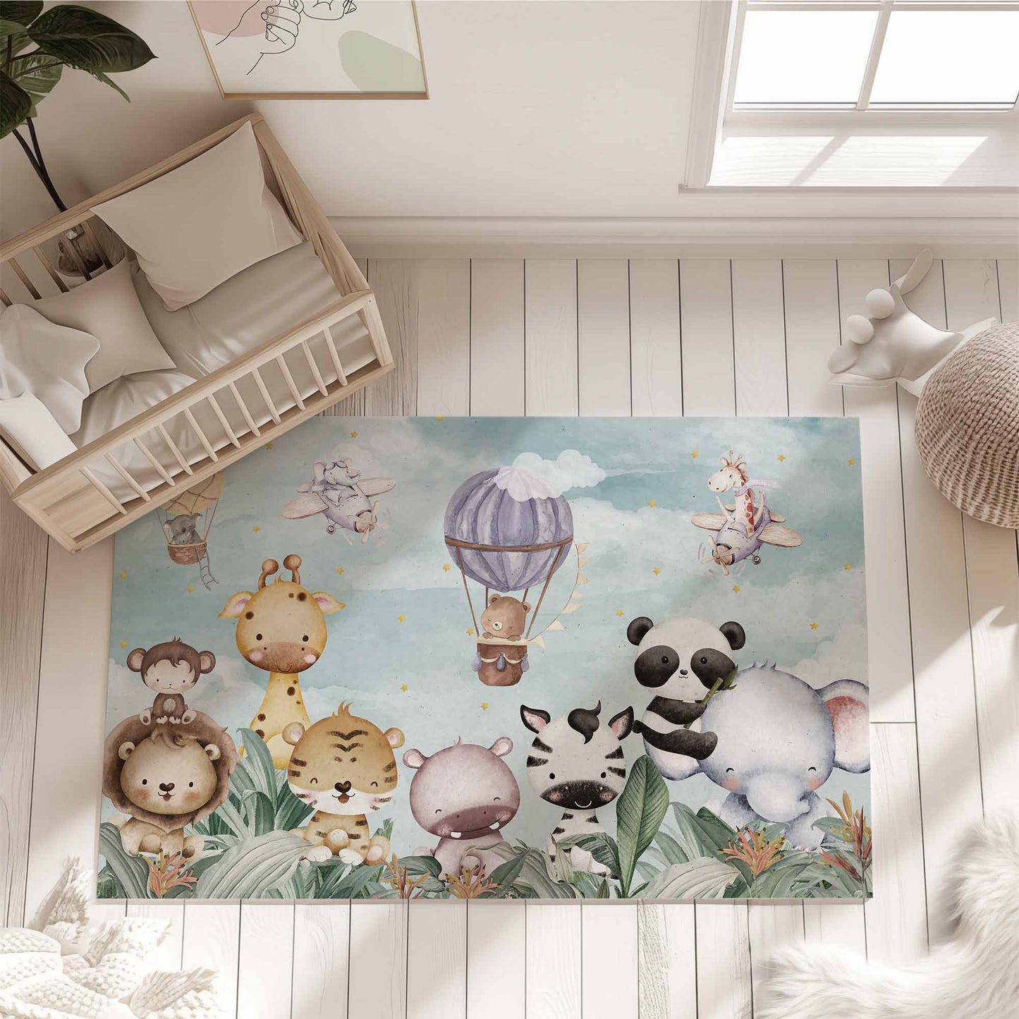 Safari Animals Kids Playroom Rug