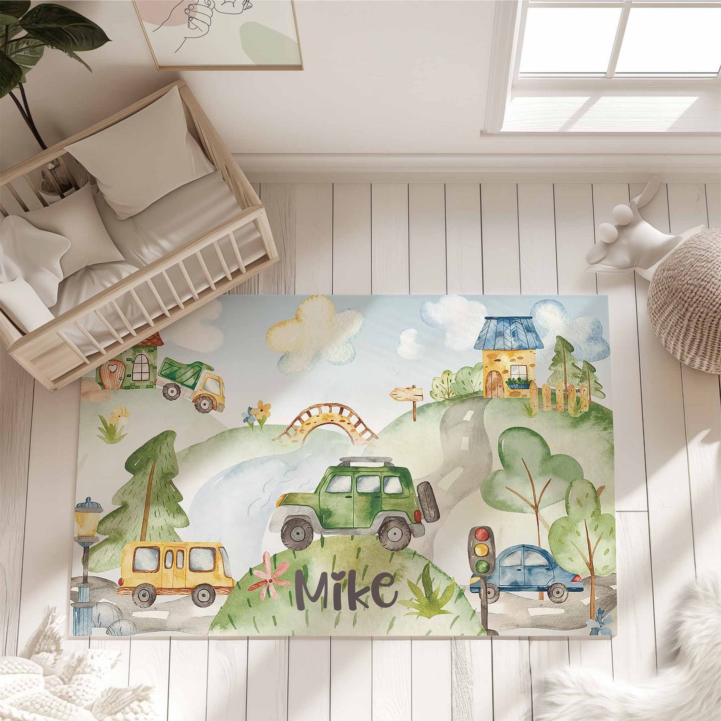 City Road Car Kids Playroom Rug