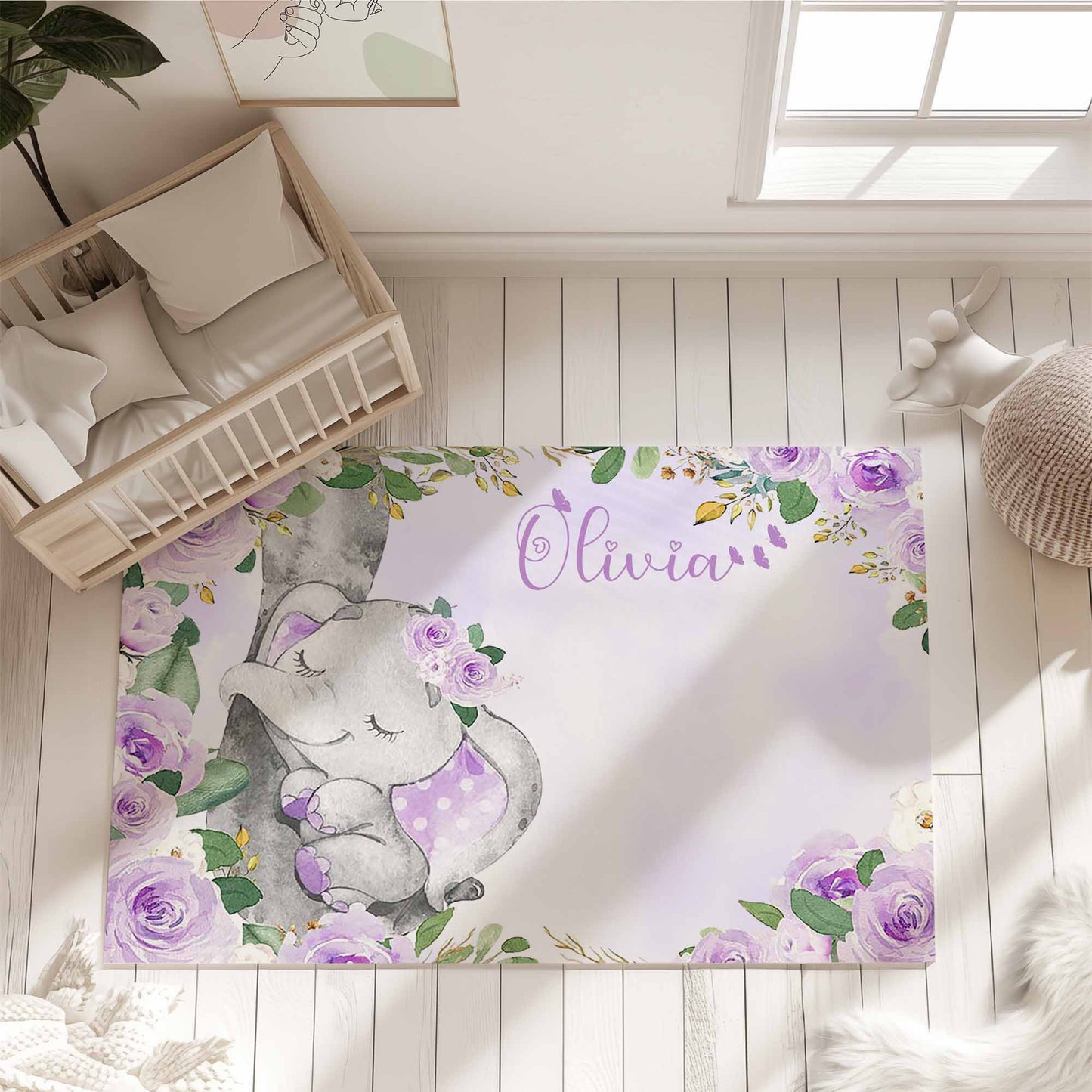 Baby Elephant Nursery Rug