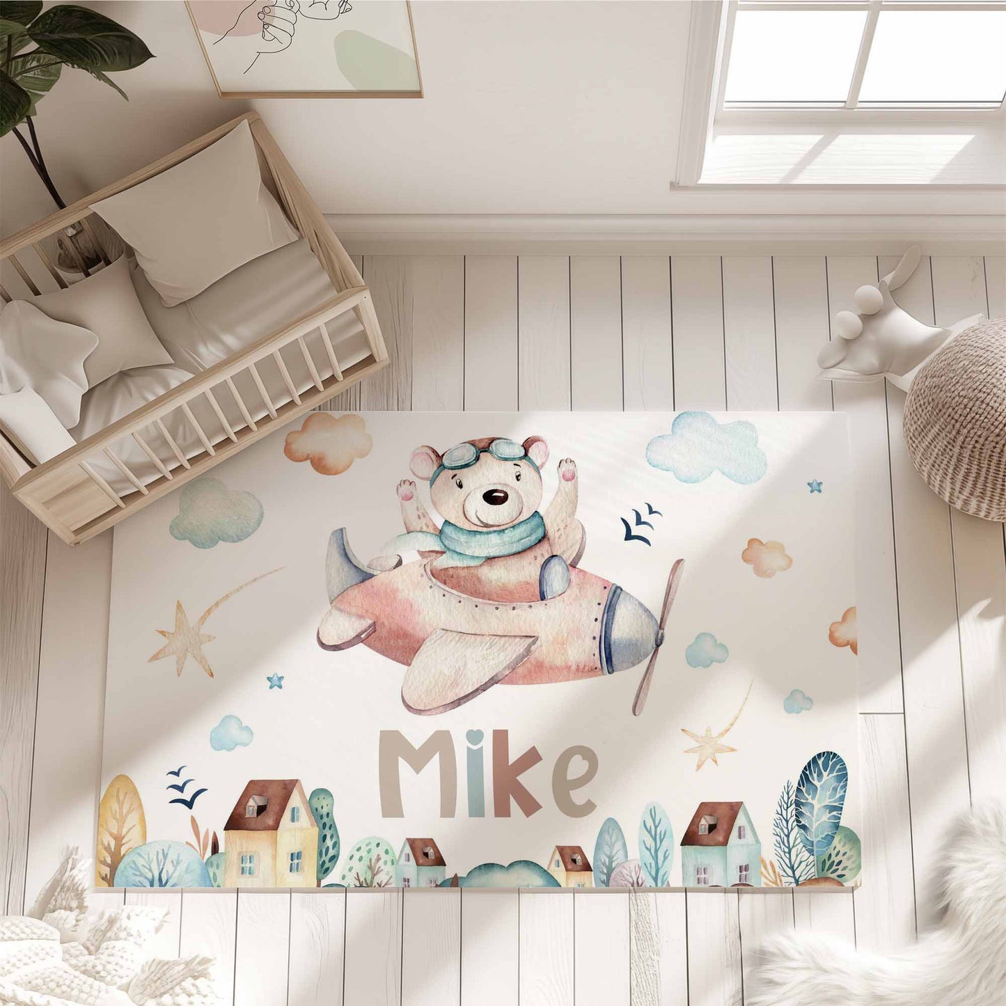 Flying Bear Nursery Rug