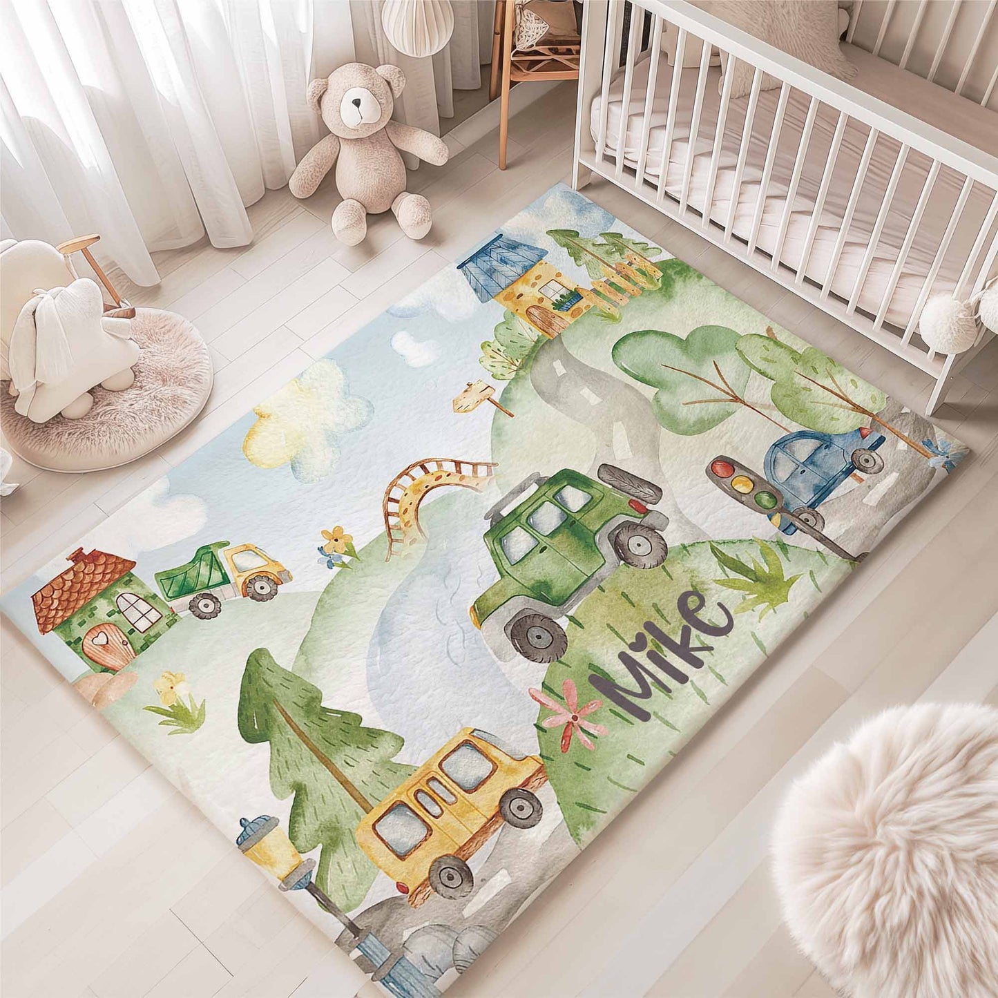 City Road Car Kids Playroom Rug