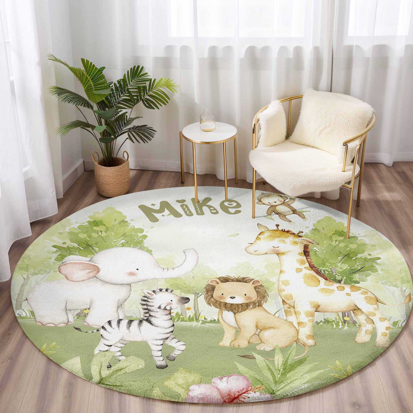 Safari Animals Round Rug