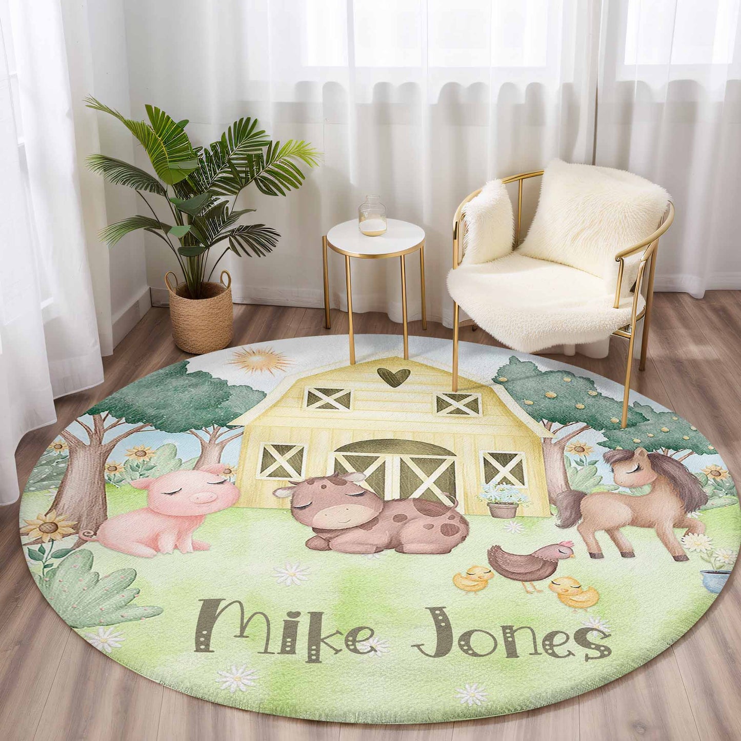 Farm Animals Round Rug