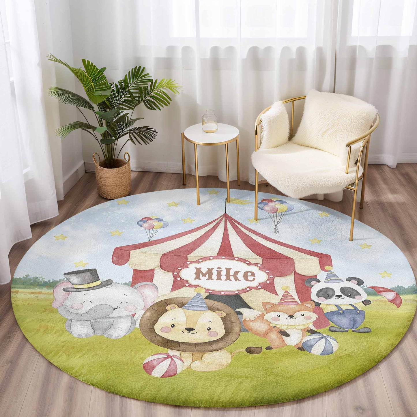 Circus Animals Round Rug