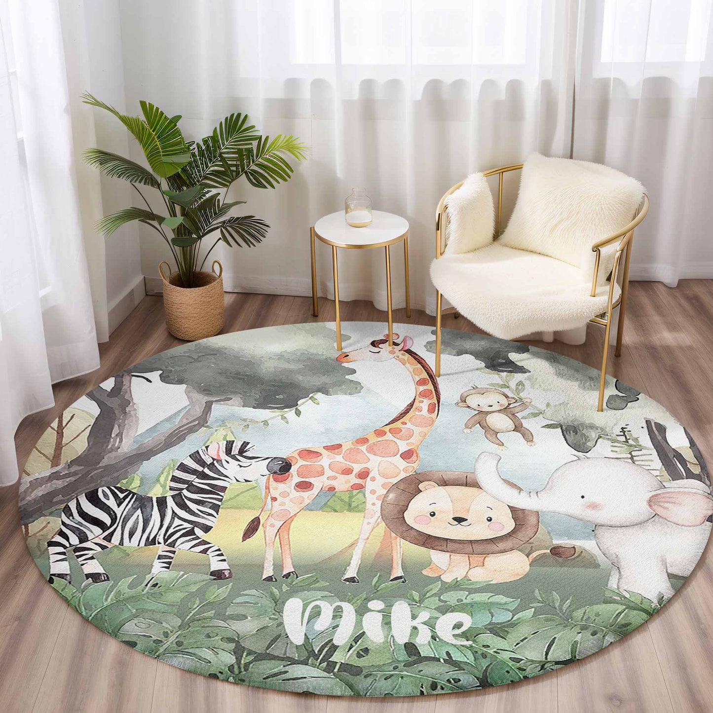Safari Animals Round Rug