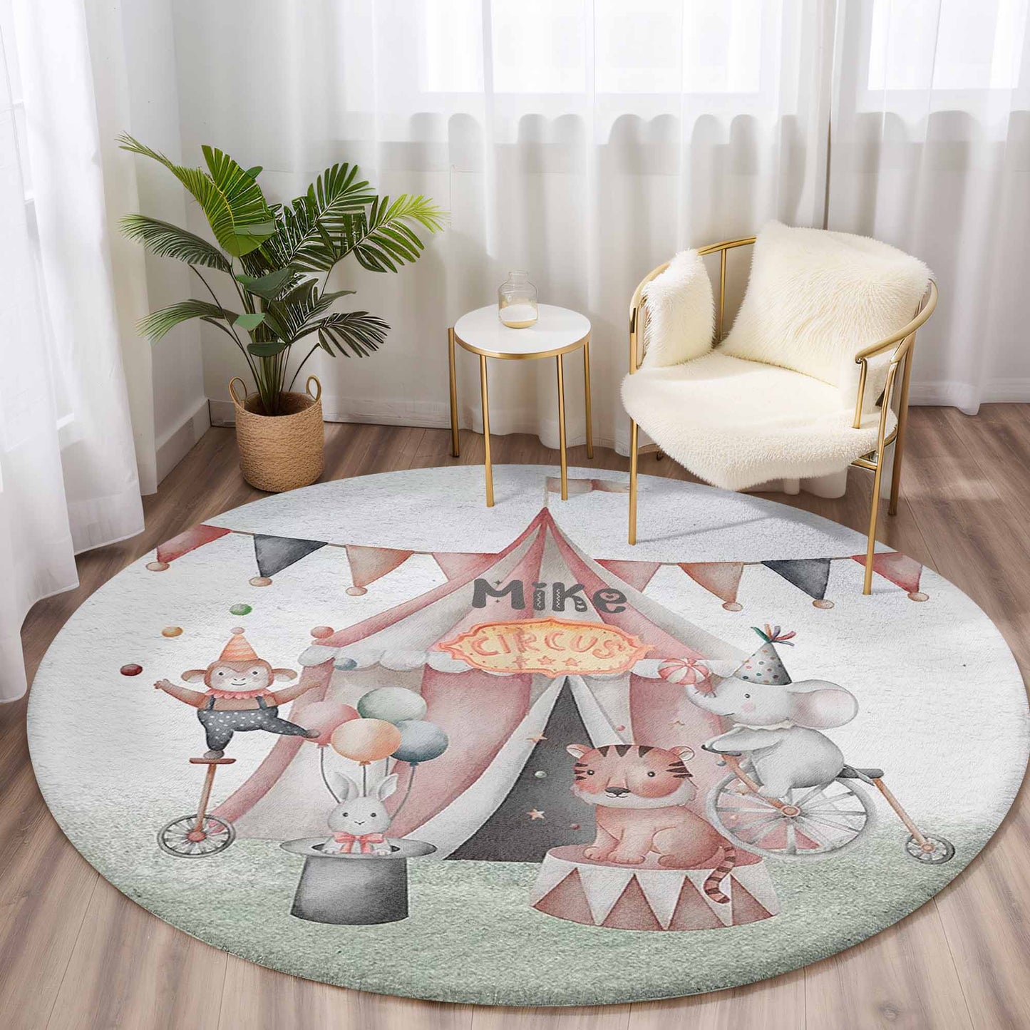 Circus Animals Round Rug
