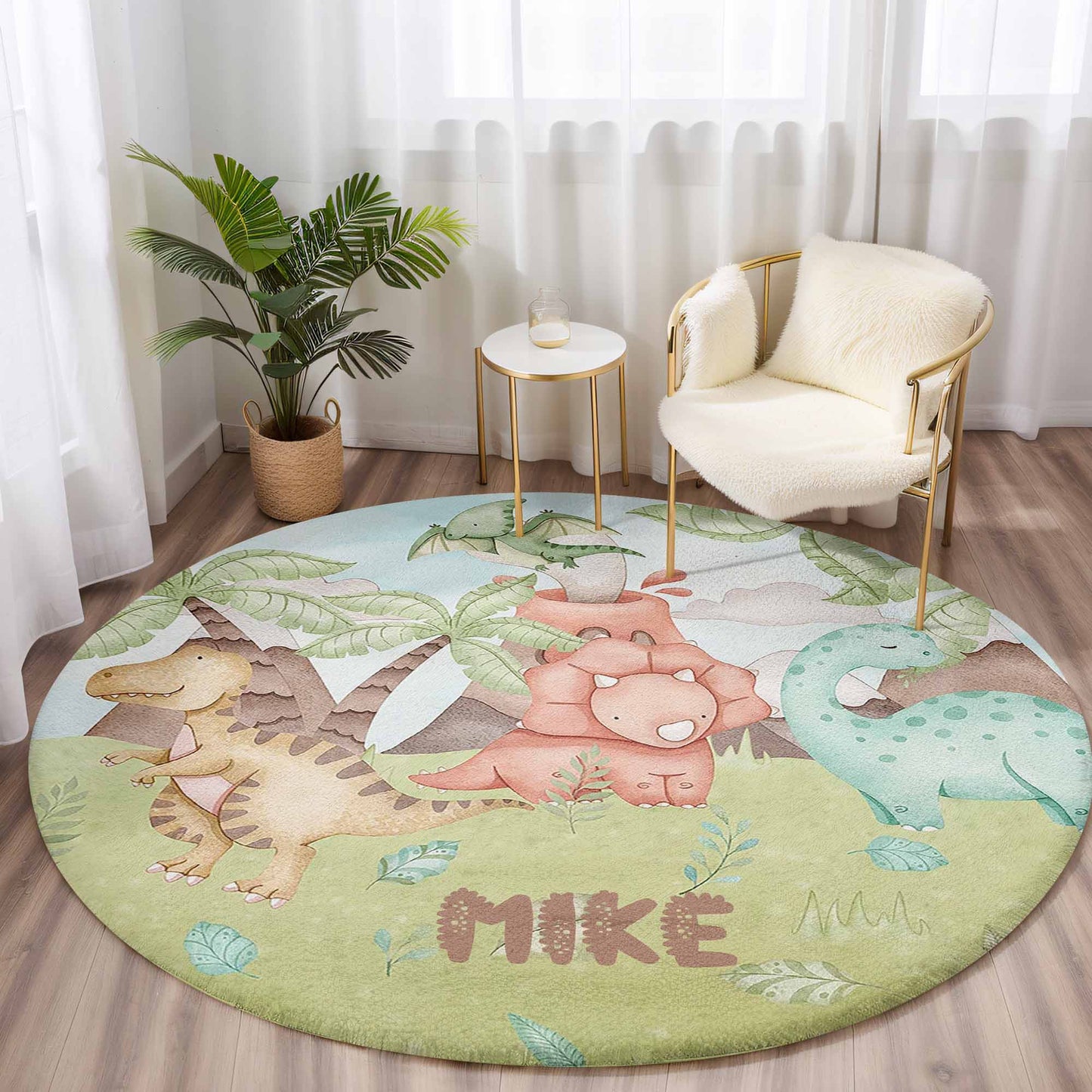 Dinosaur Family Round Rug