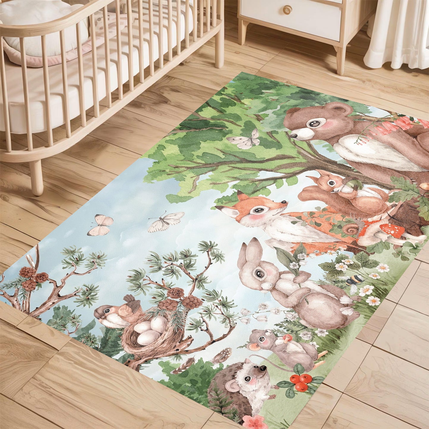 Woodland Animals Nursery Rug