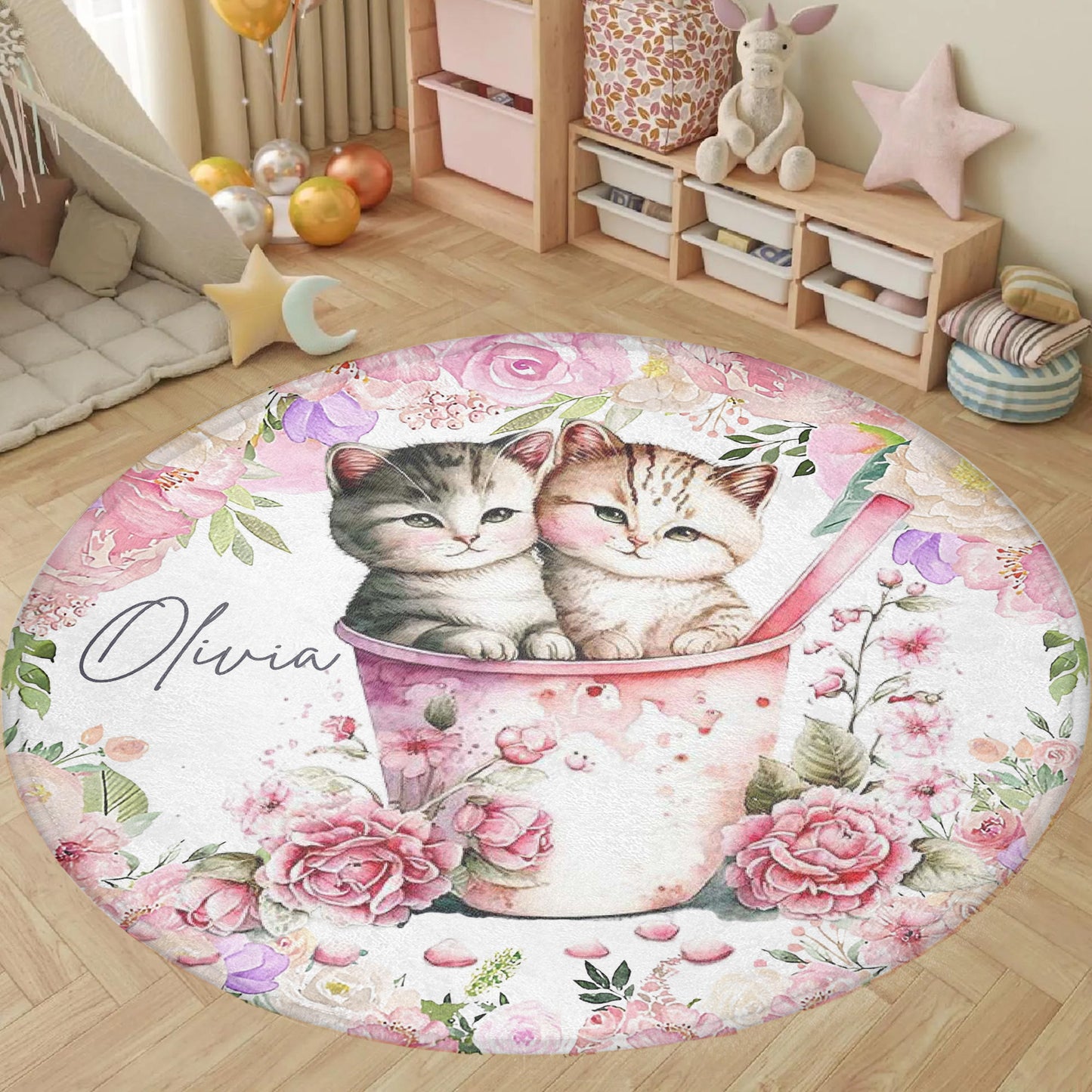 Cat Couple Love Round Rug