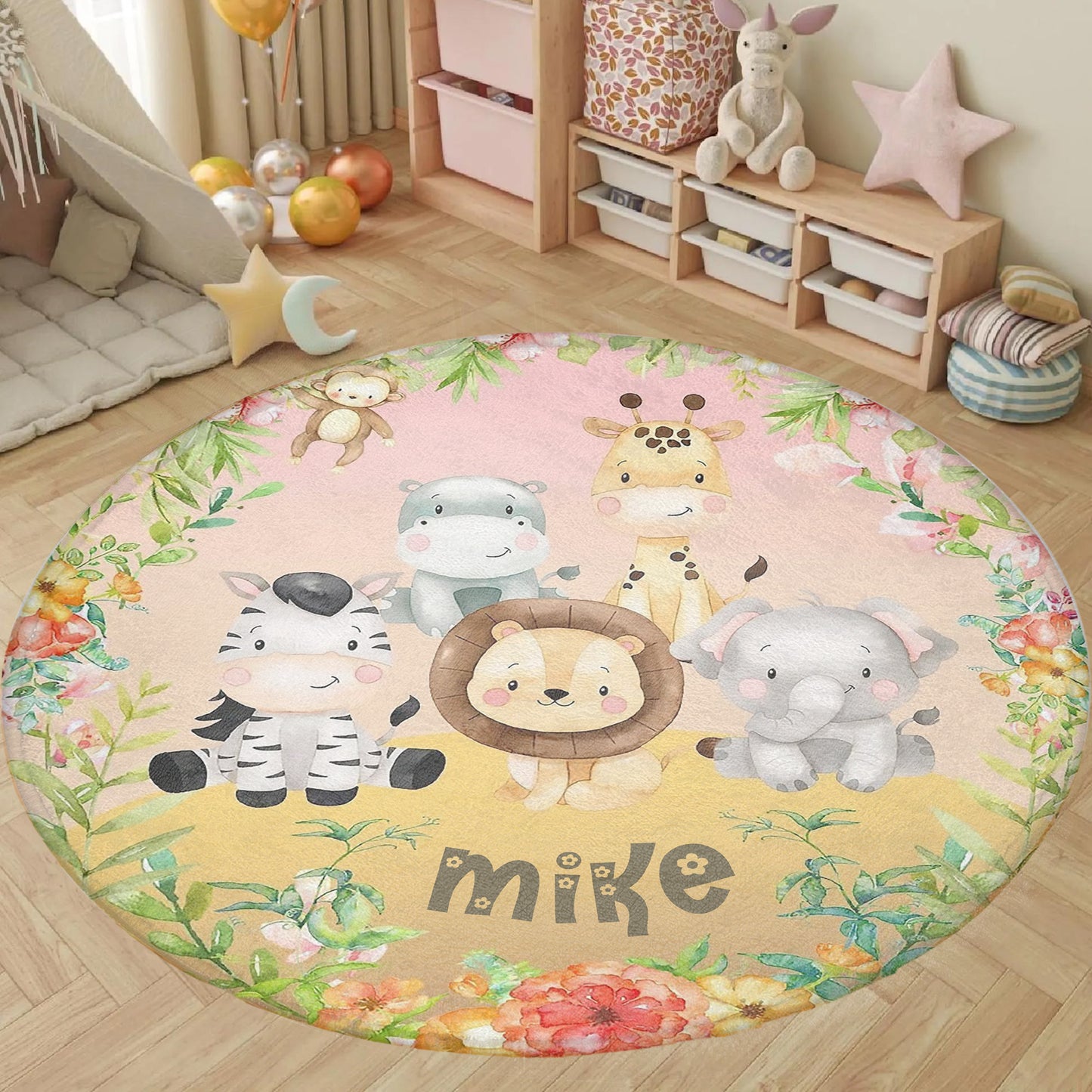 Safari Animals Round Rug