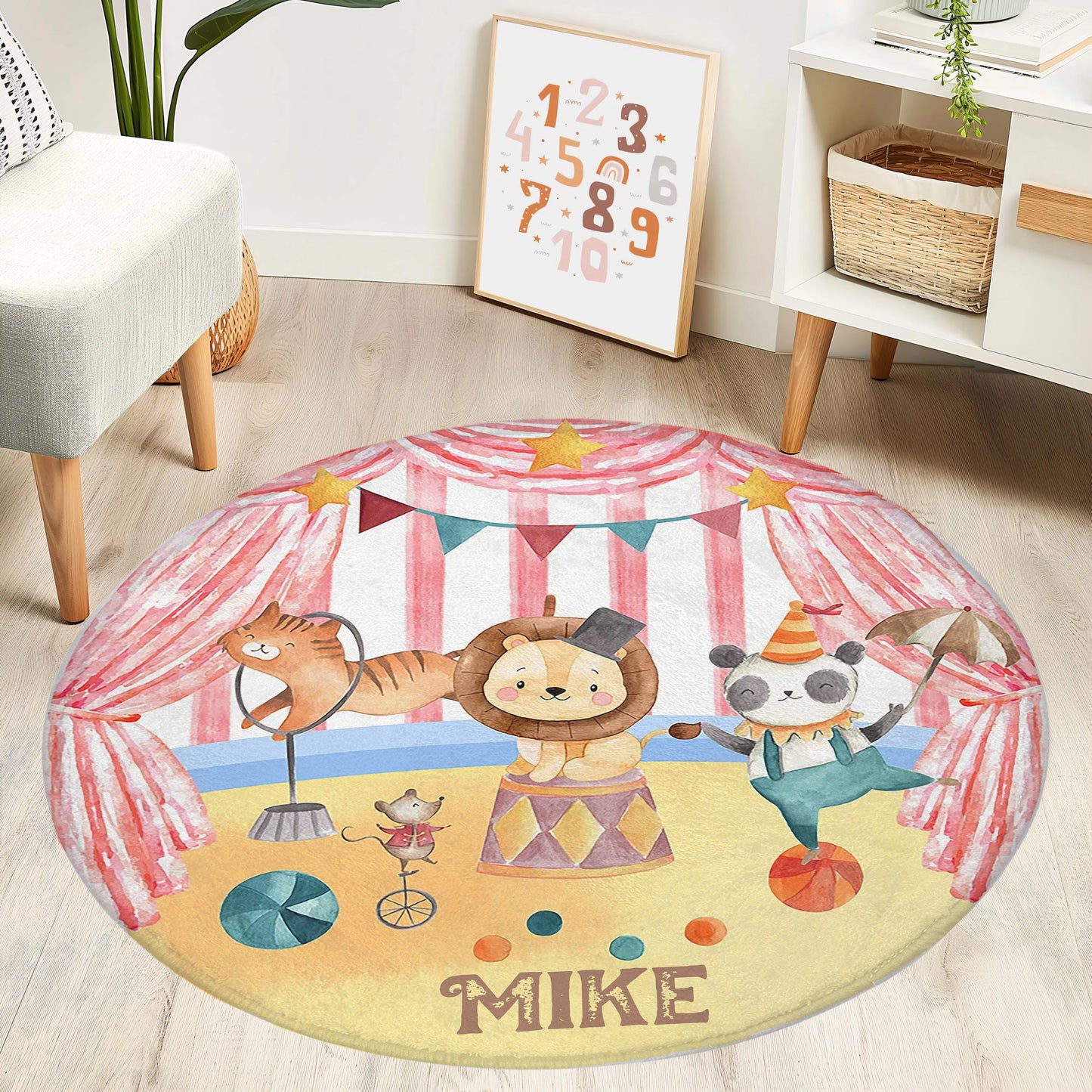 Circus Animals Round Rug