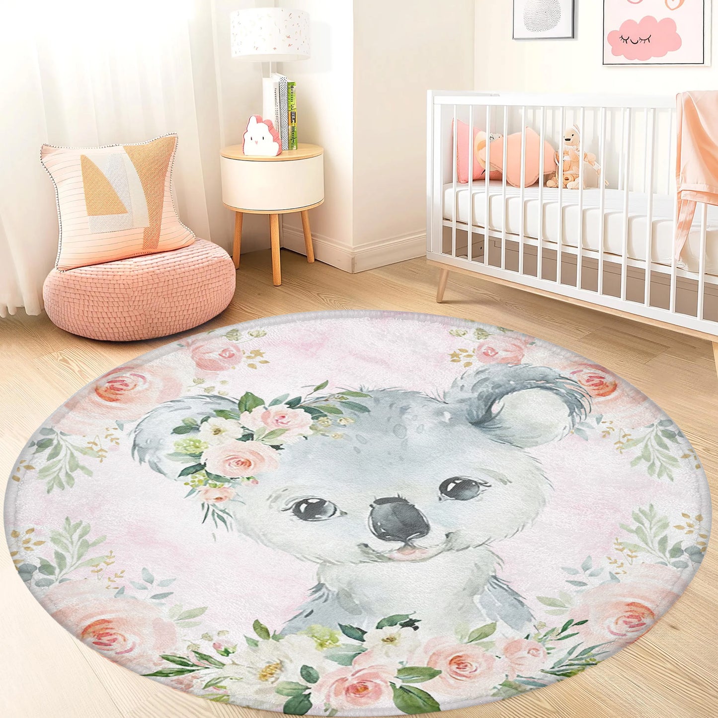 Baby Koala Rose Floral Round Rug