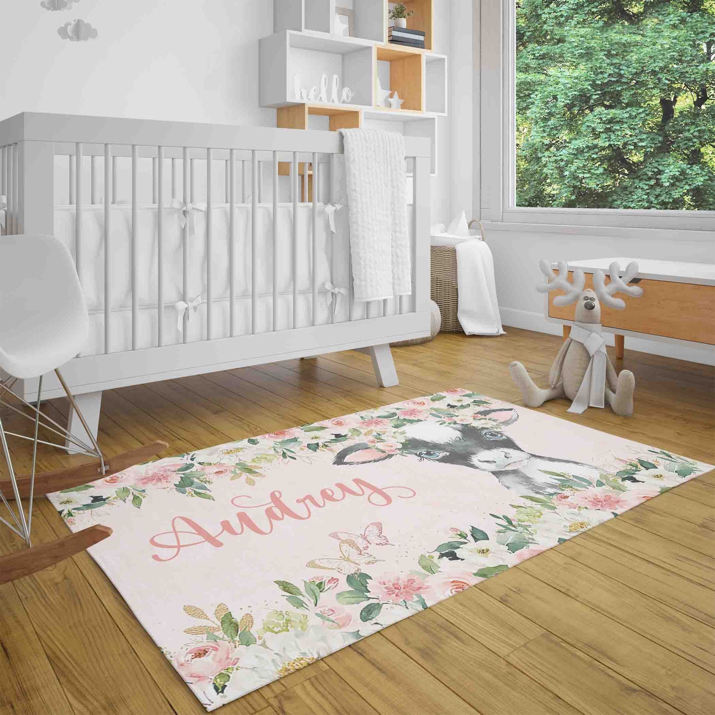 Cow Rose Floral Rug