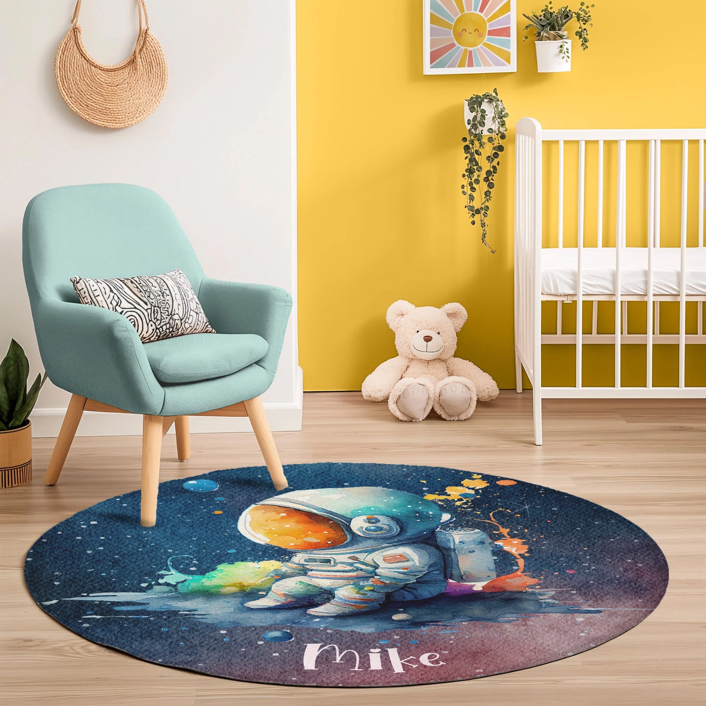 Little Astronaut Space Round Rug