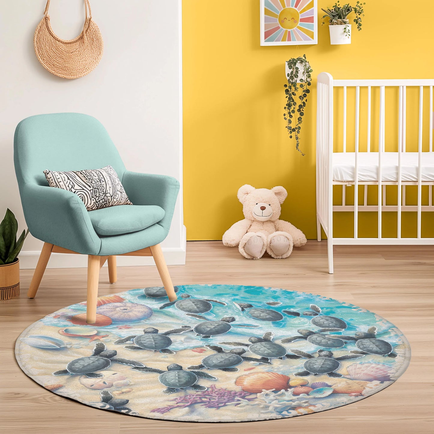 Baby Sea Turtle Round Rug