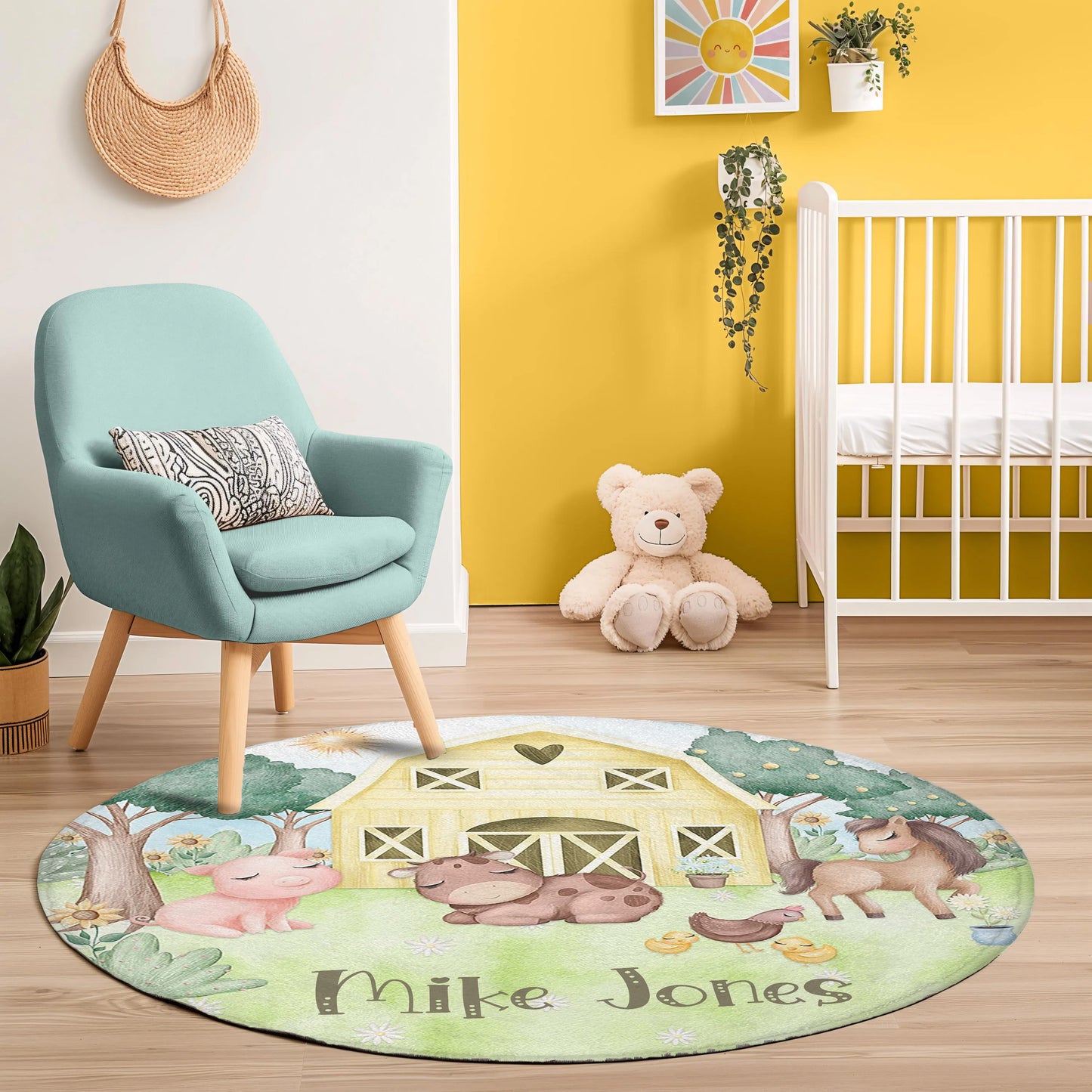 Farm Animals Round Rug