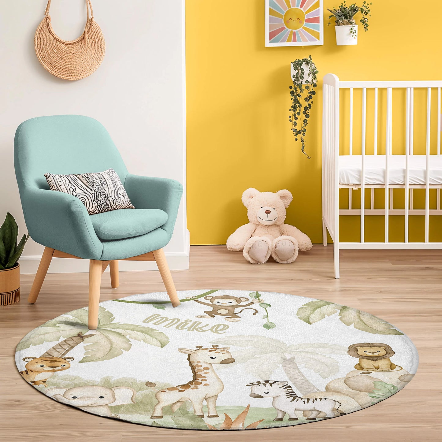 Baby Safari Animals Round Rug