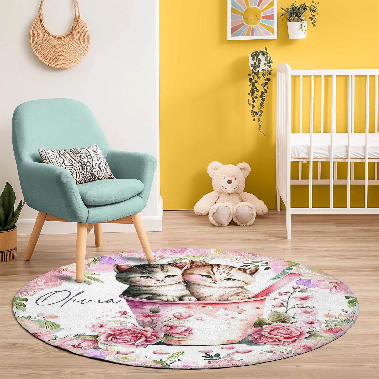 Cat Couple Love Round Rug