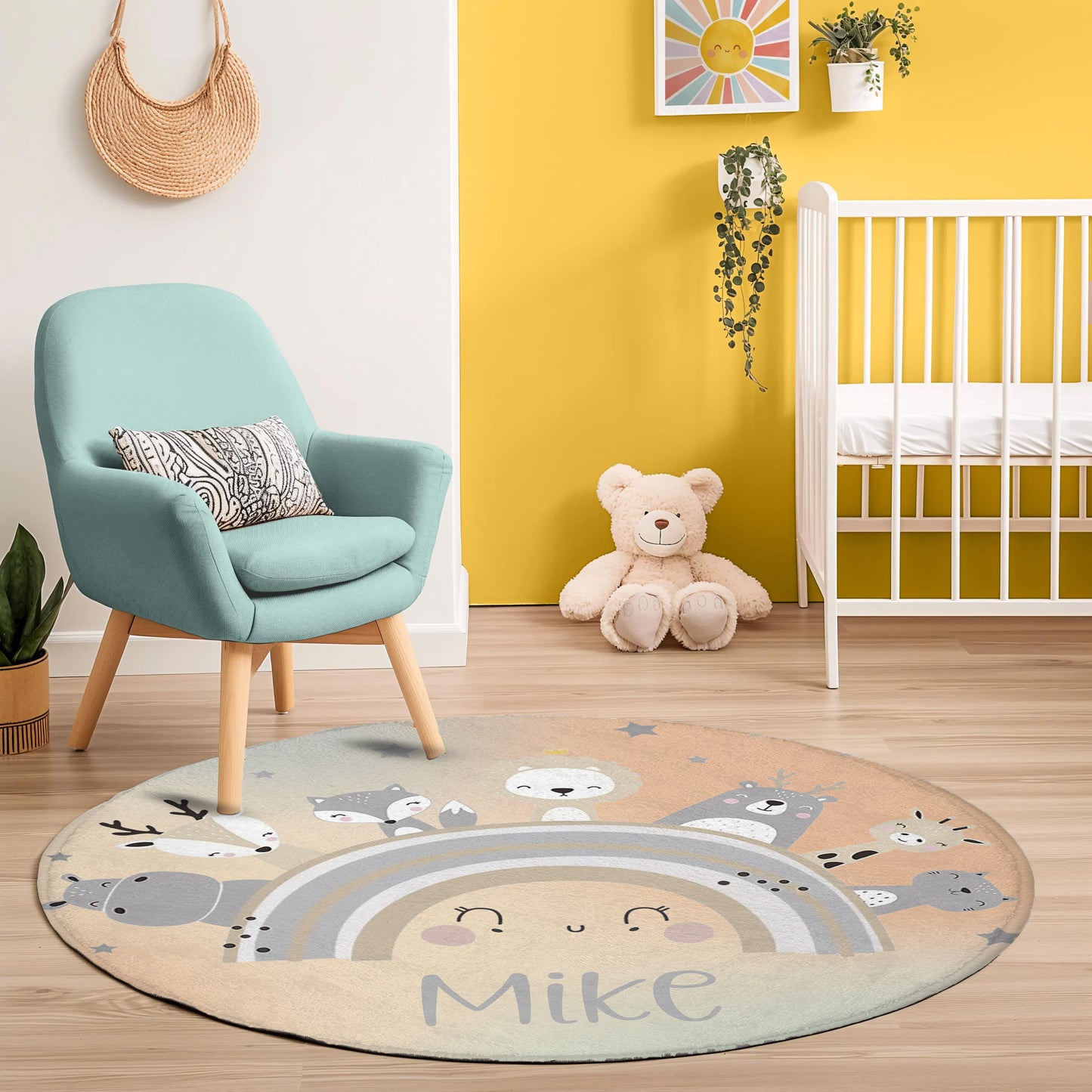 Rainbow Animals Round Rug