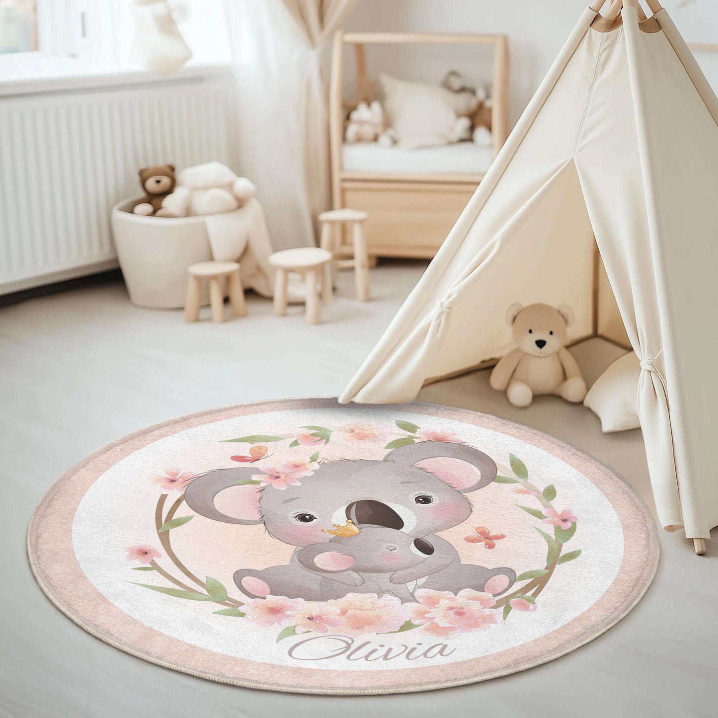 Mum And Baby Koala Round Rug
