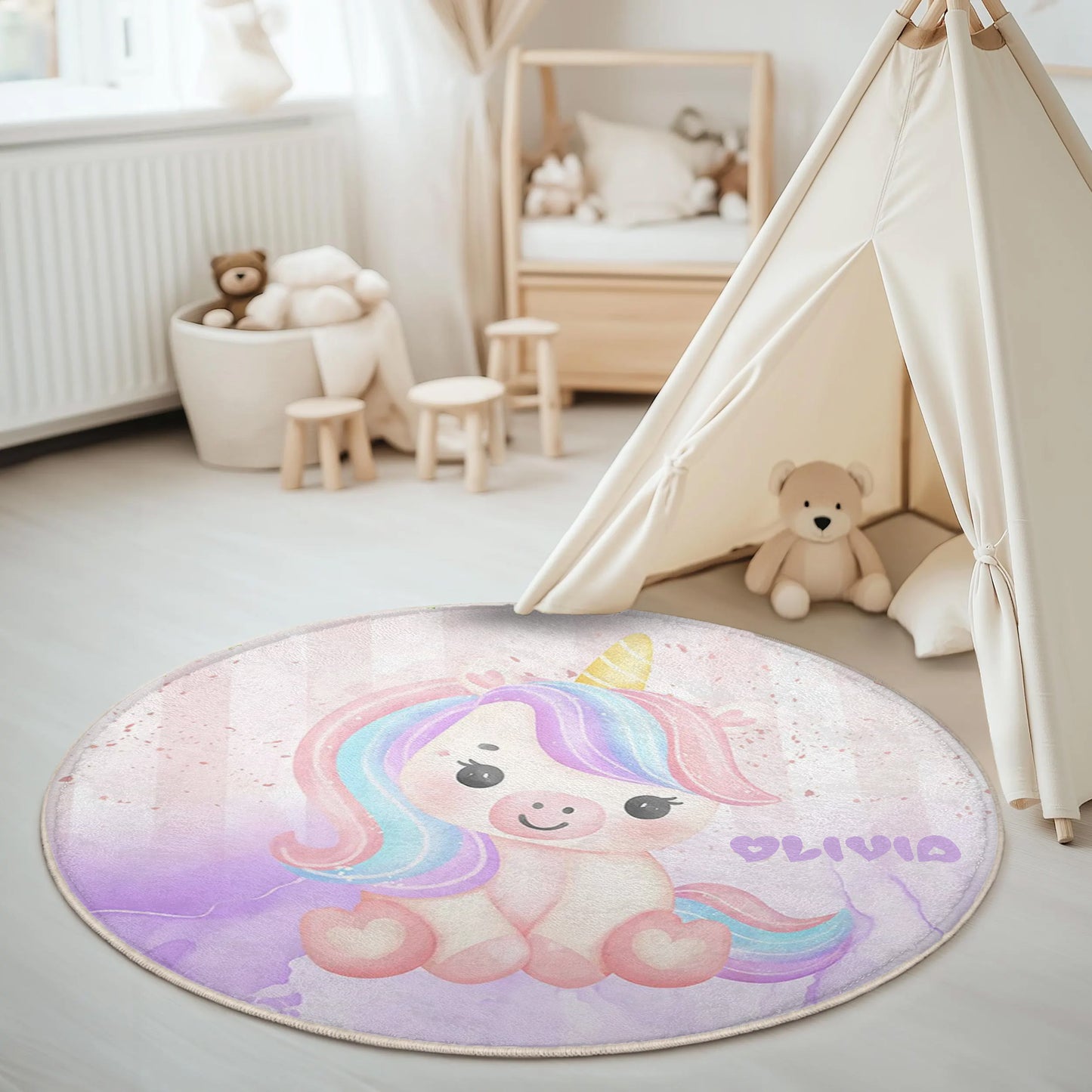 Baby Unicorn Round Rug
