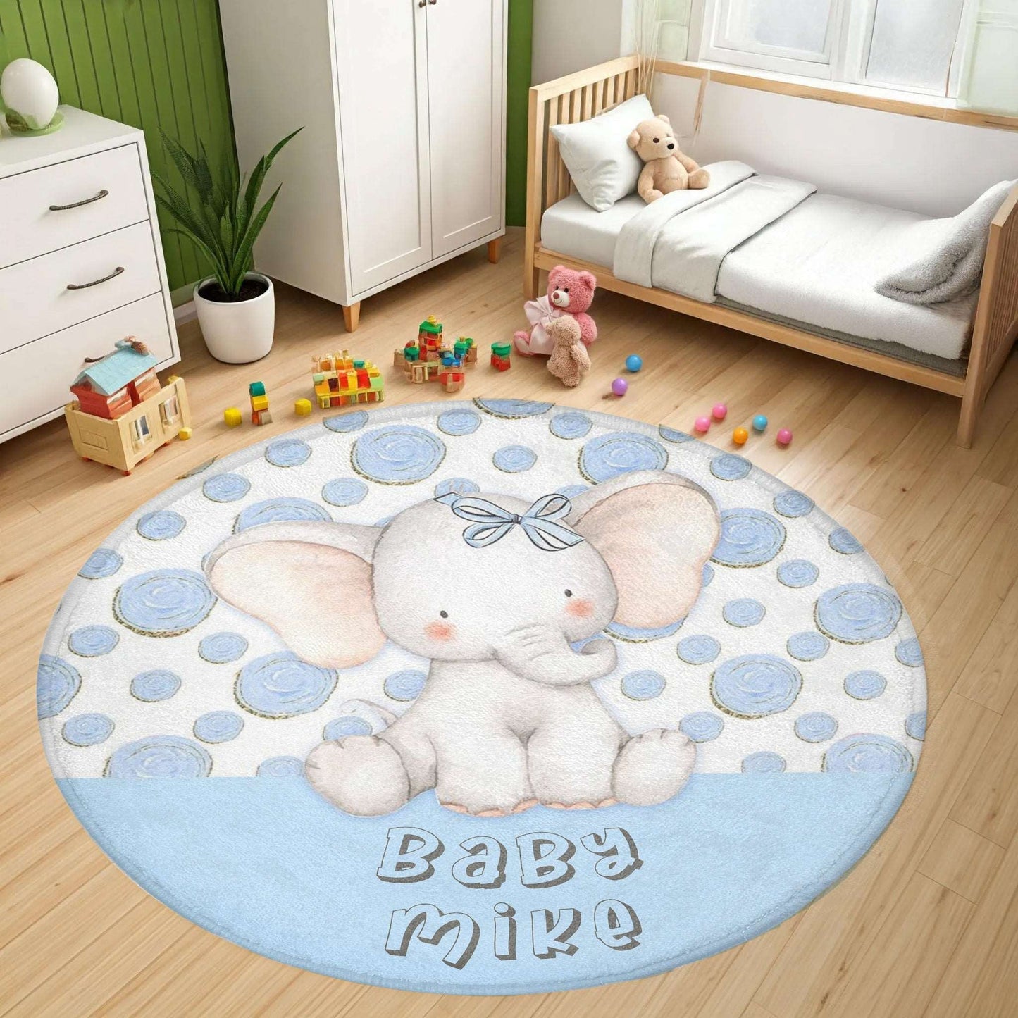 Baby Elephant Round Rug